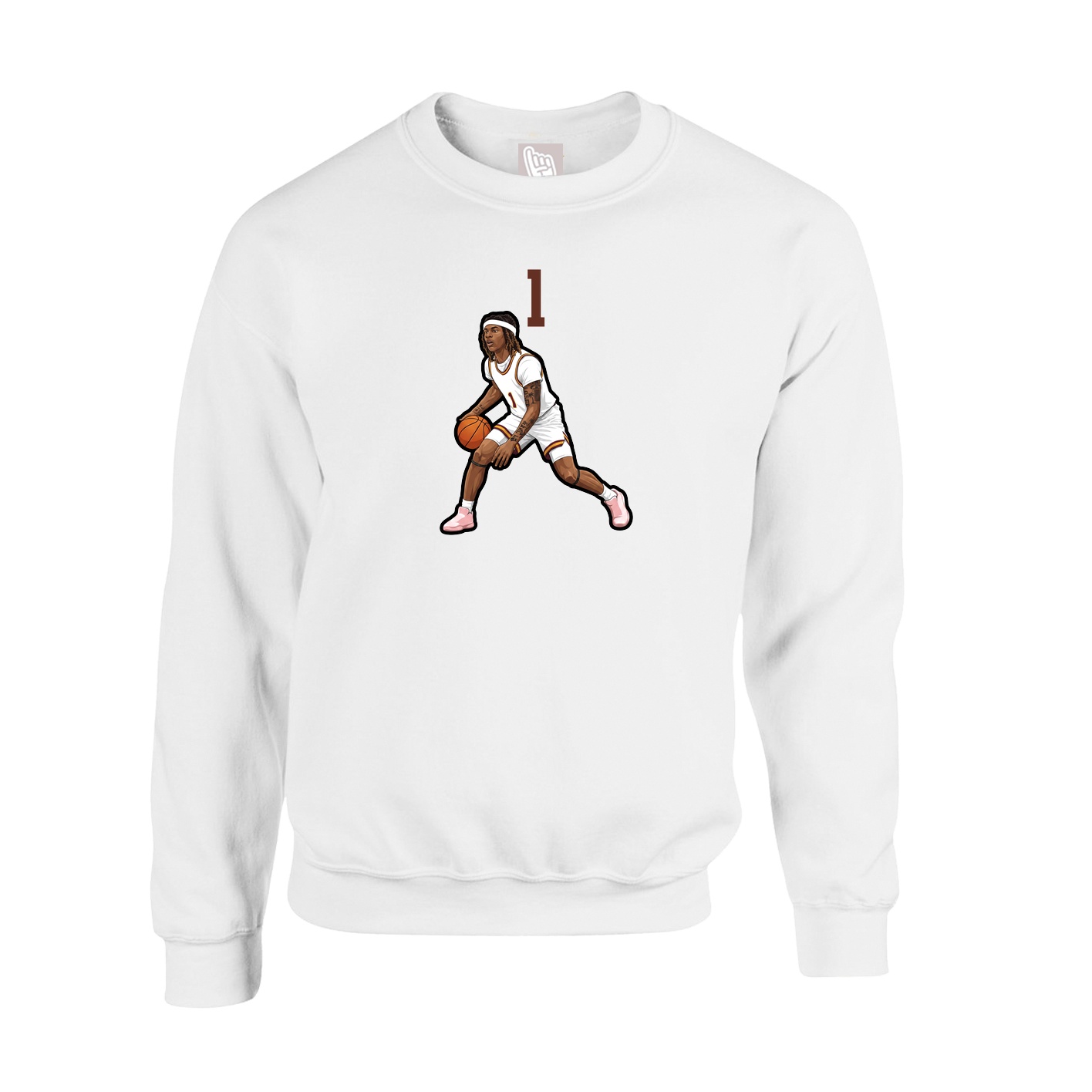 Fleece Crew — Number Top in White