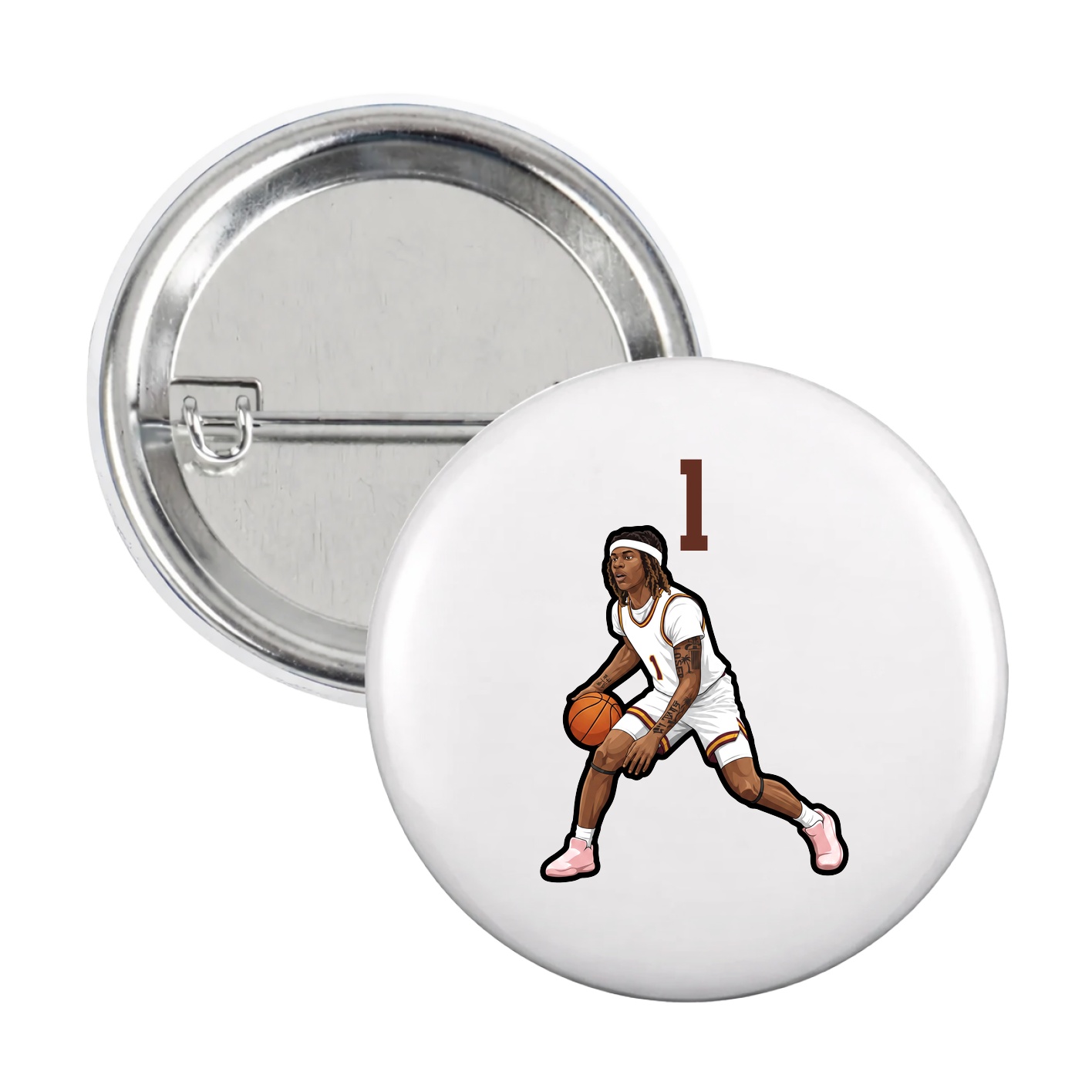 Game Day Button — Number Top in White