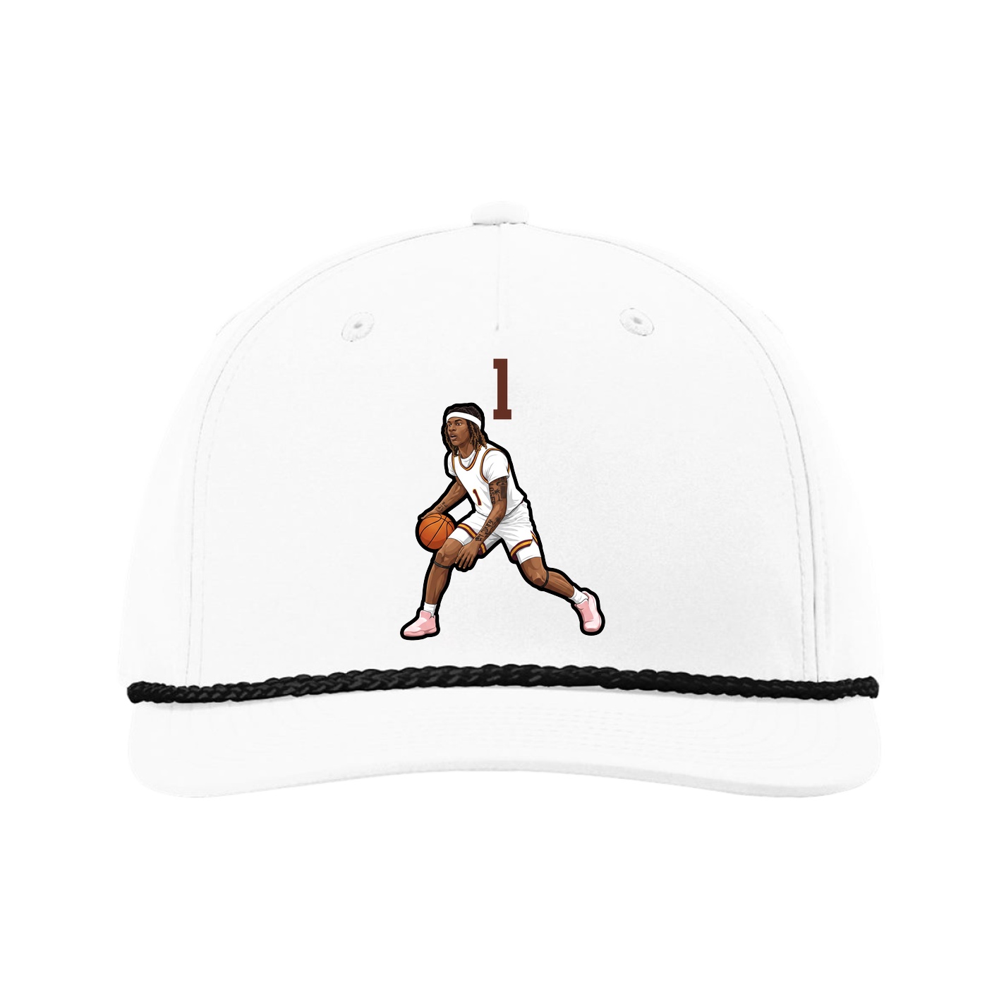 Five-Panel Classic Rope Cap — Number Top in White