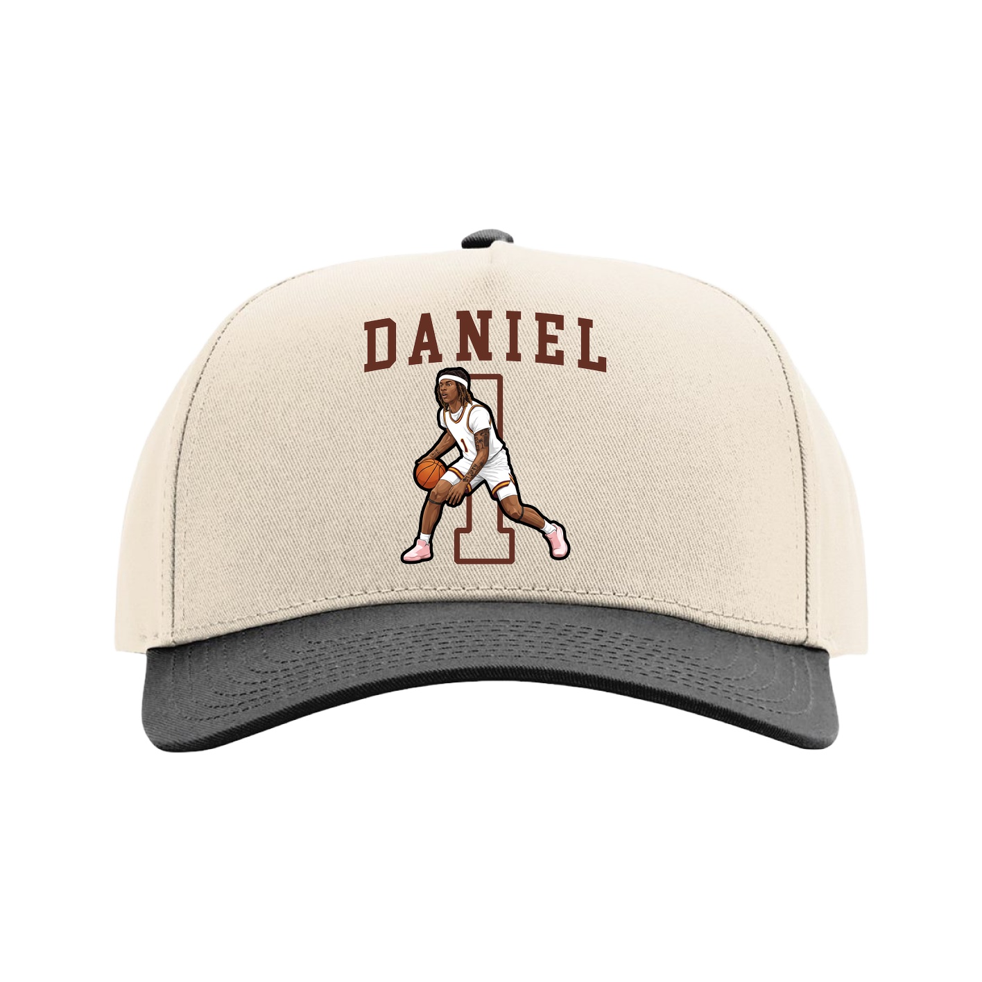 Full Fabric Five-Panel Champ Cap — Shirsey in Cream/Black