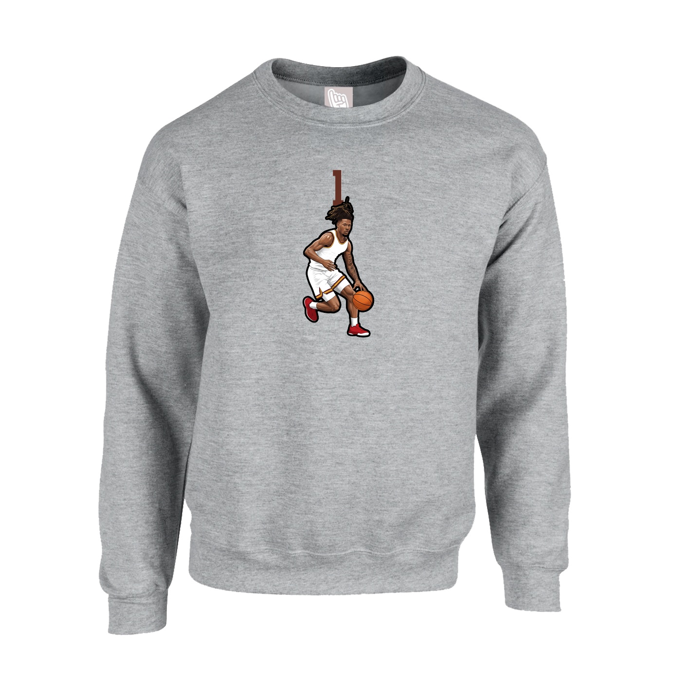 Fleece Crew — Number Top in Grey
