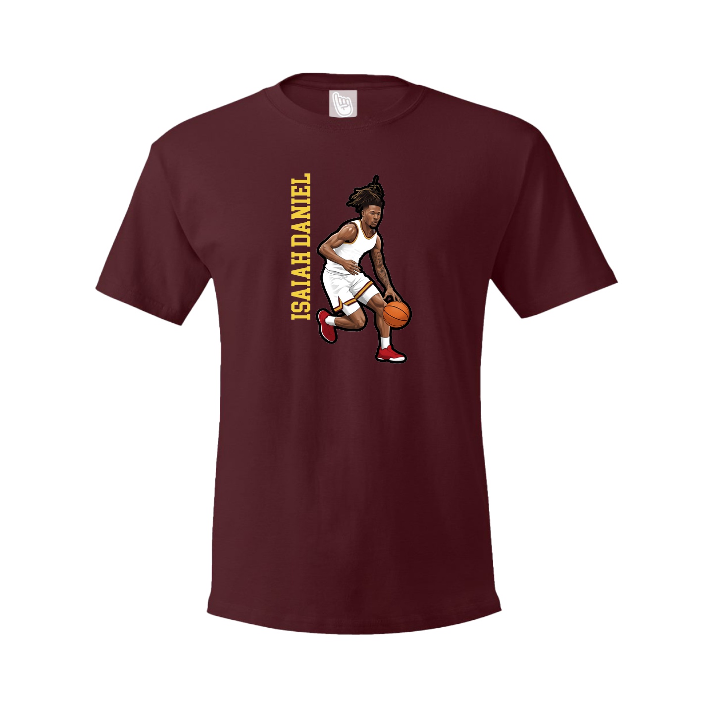Youth Tee — Name Vertical in Maroon