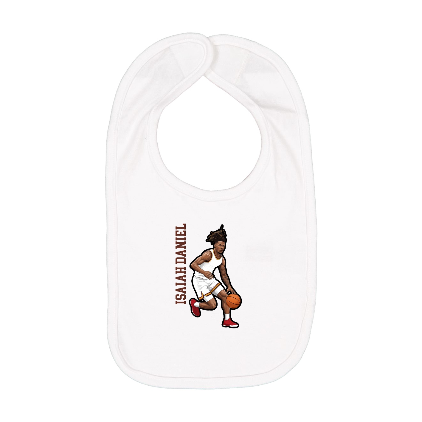 Infant Bib — Name Vertical in White