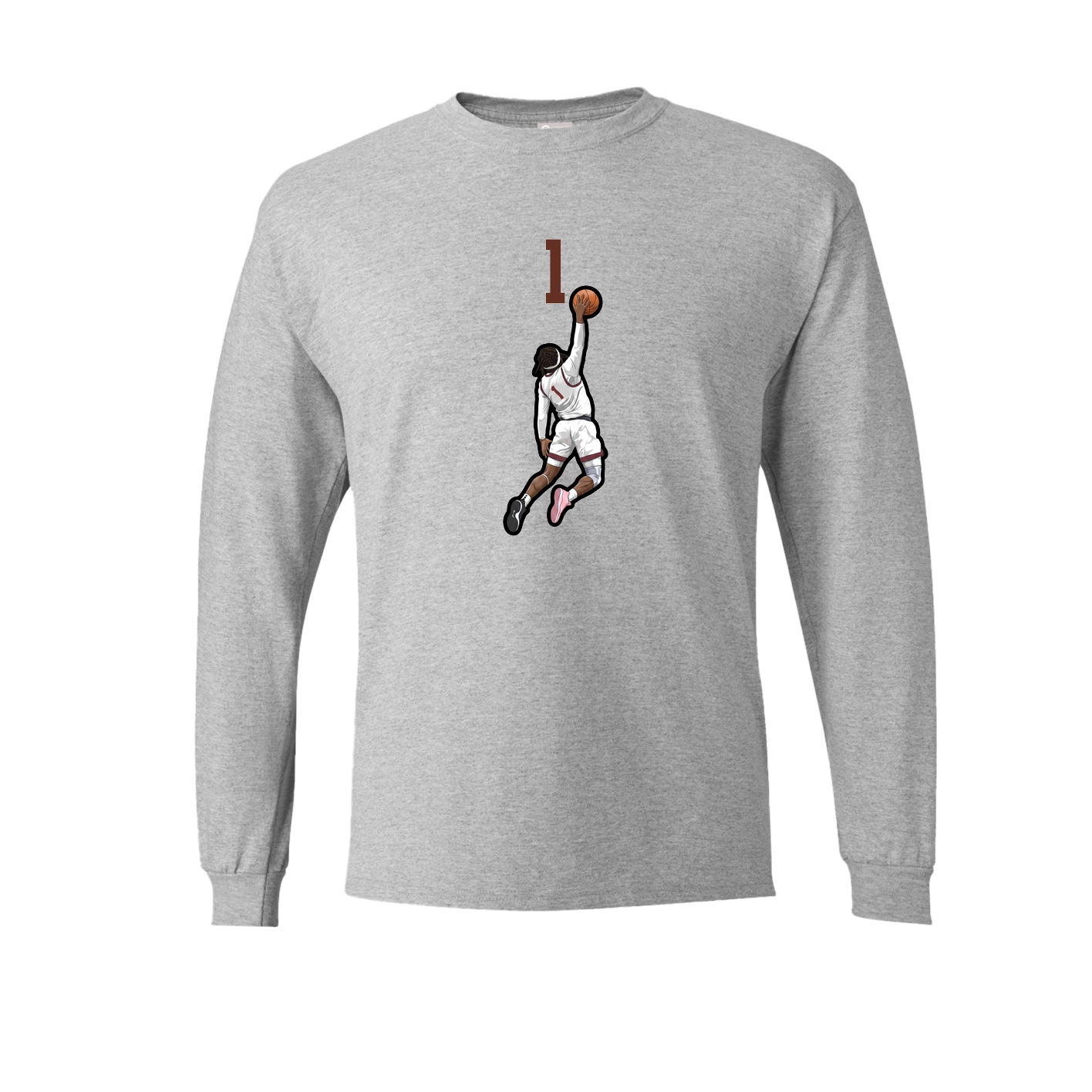 Long Sleeve Tee — Number Top in Grey