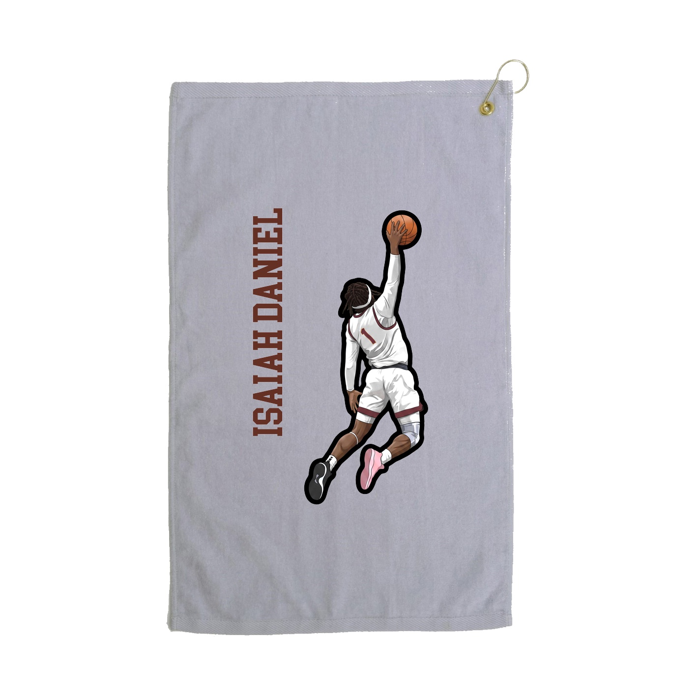 Golf Towel — Name Vertical in Grey