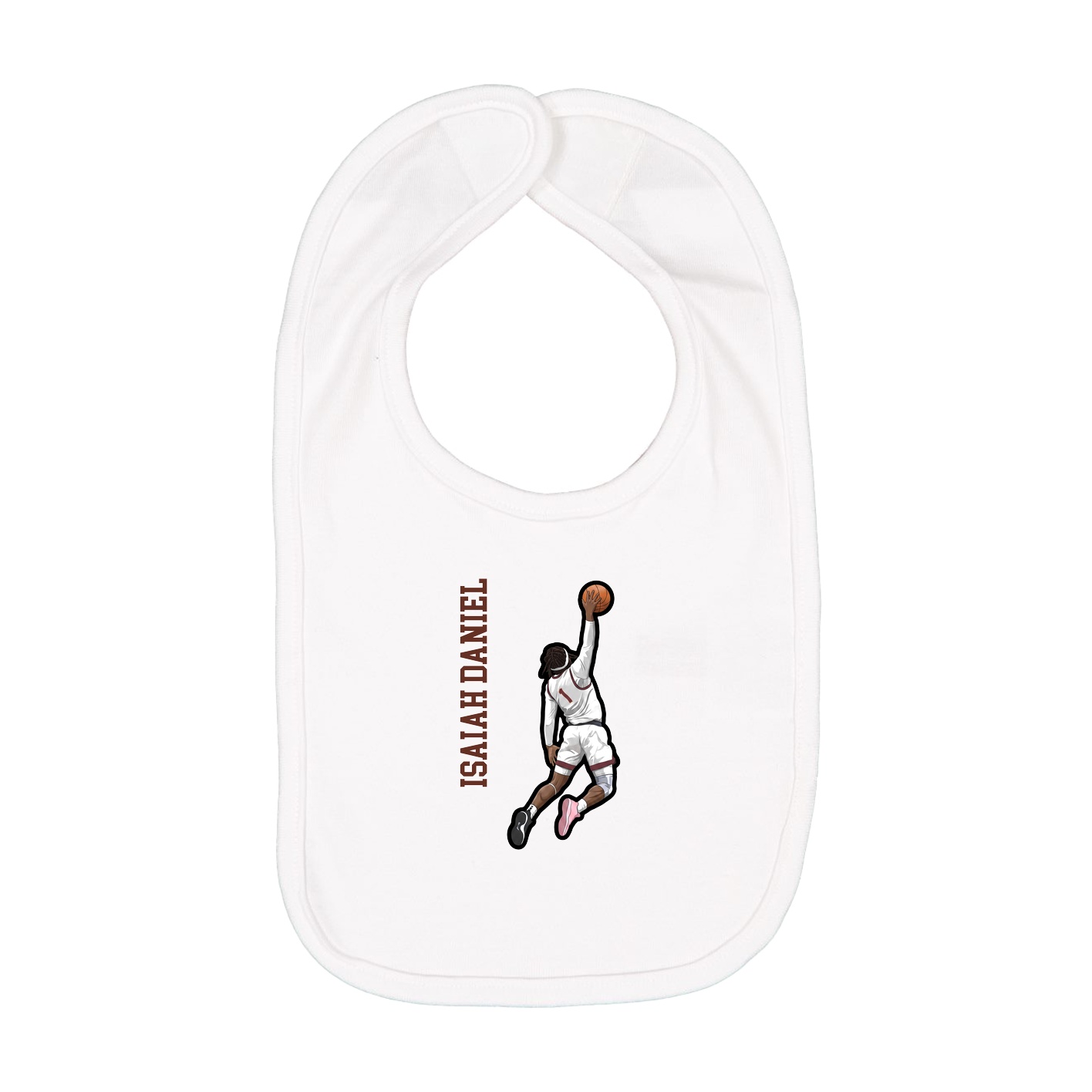 Infant Bib — Name Vertical in White
