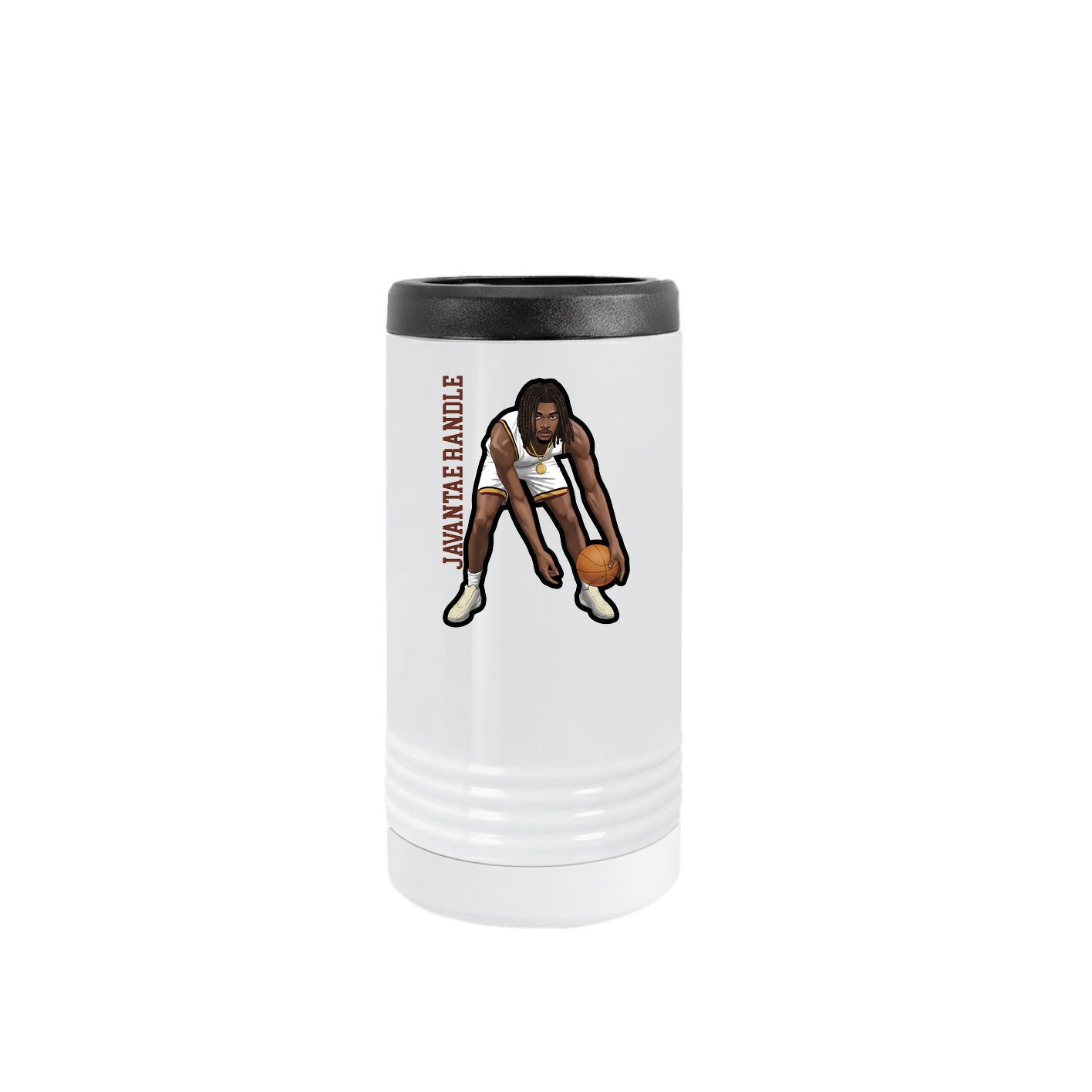 Slim Beverage Holder — Name Vertical in White