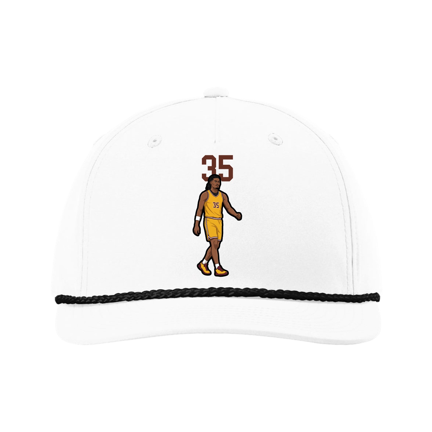 Five-Panel Classic Rope Cap — Number Top in White