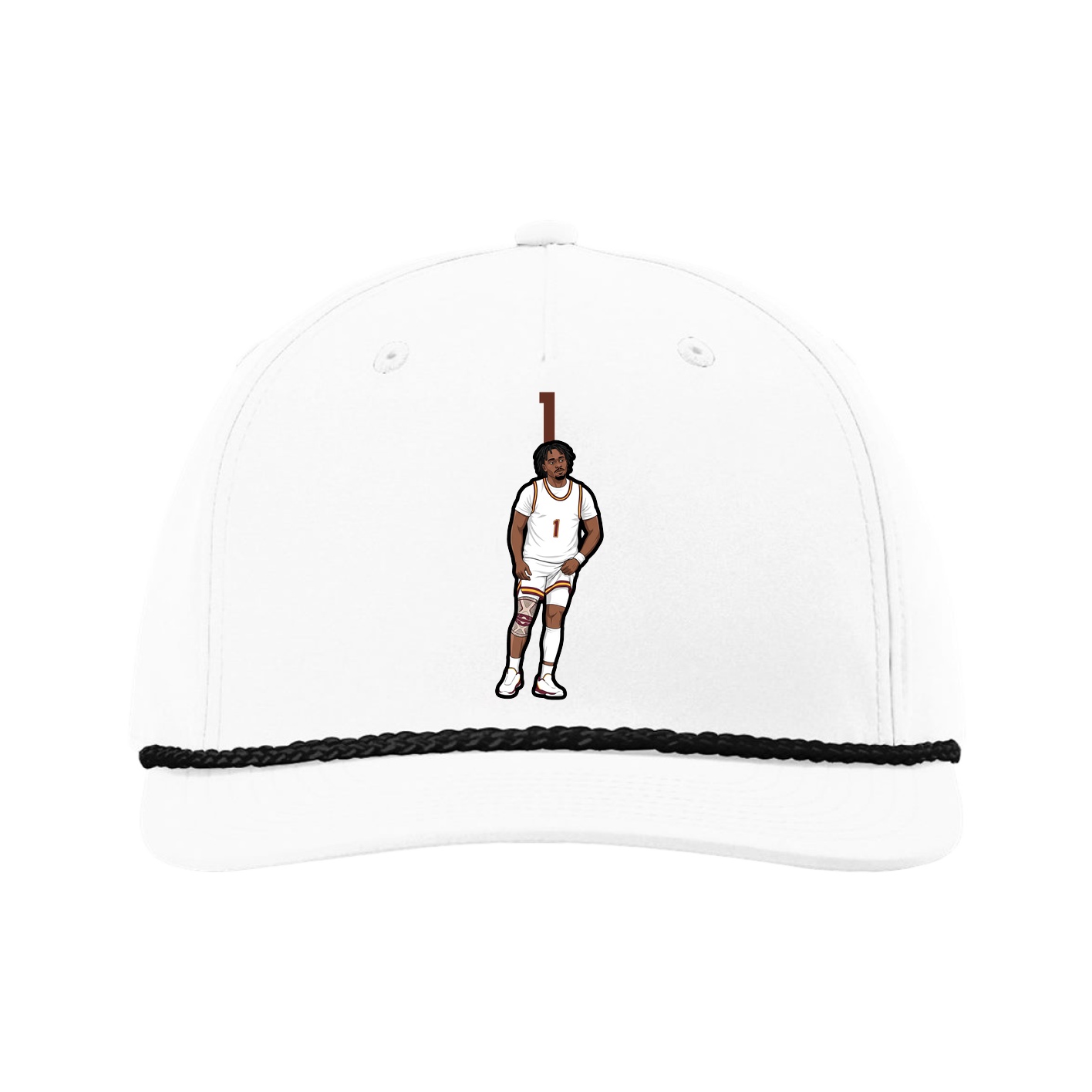 Five-Panel Classic Rope Cap — Number Top in White