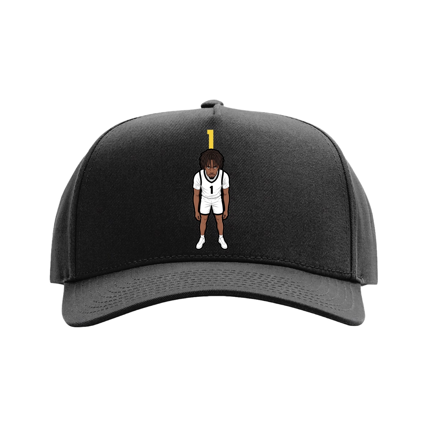 Full Fabric Five-Panel Champ Cap — Number Top in Black