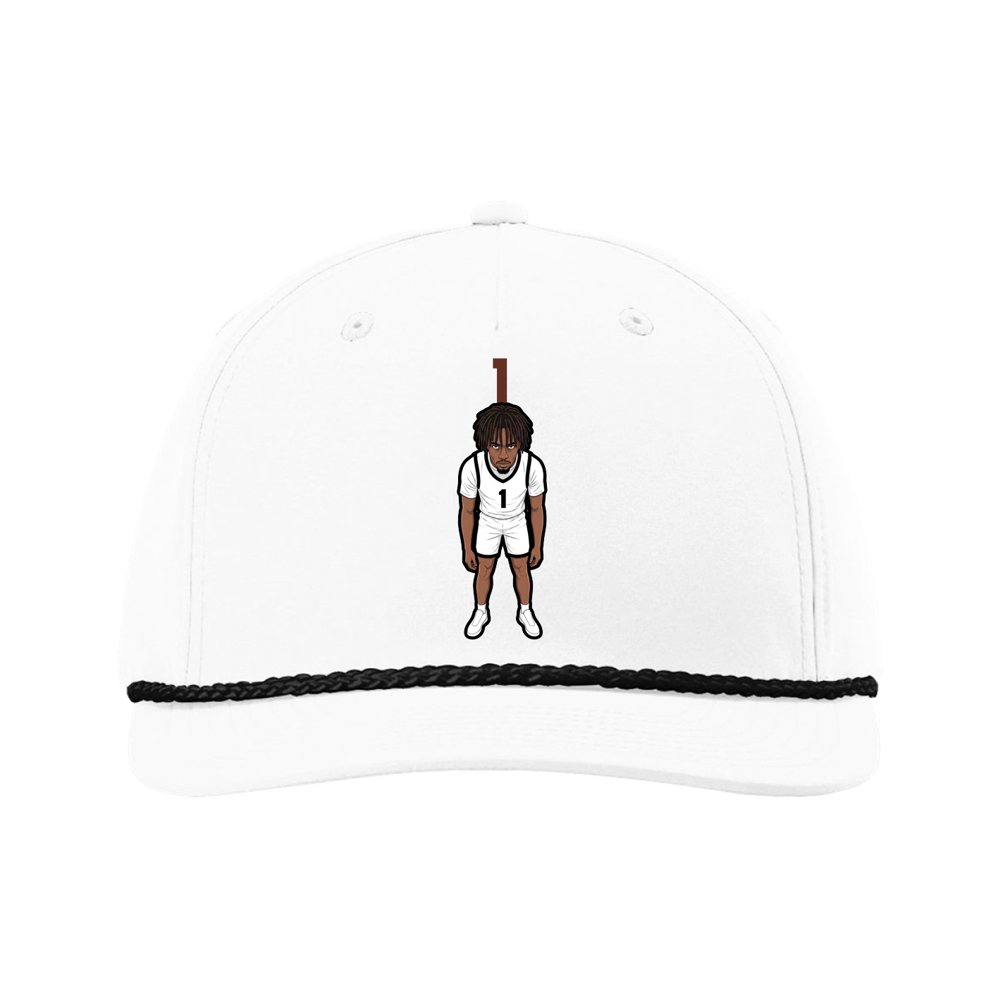 Five-Panel Classic Rope Cap — Number Top in White