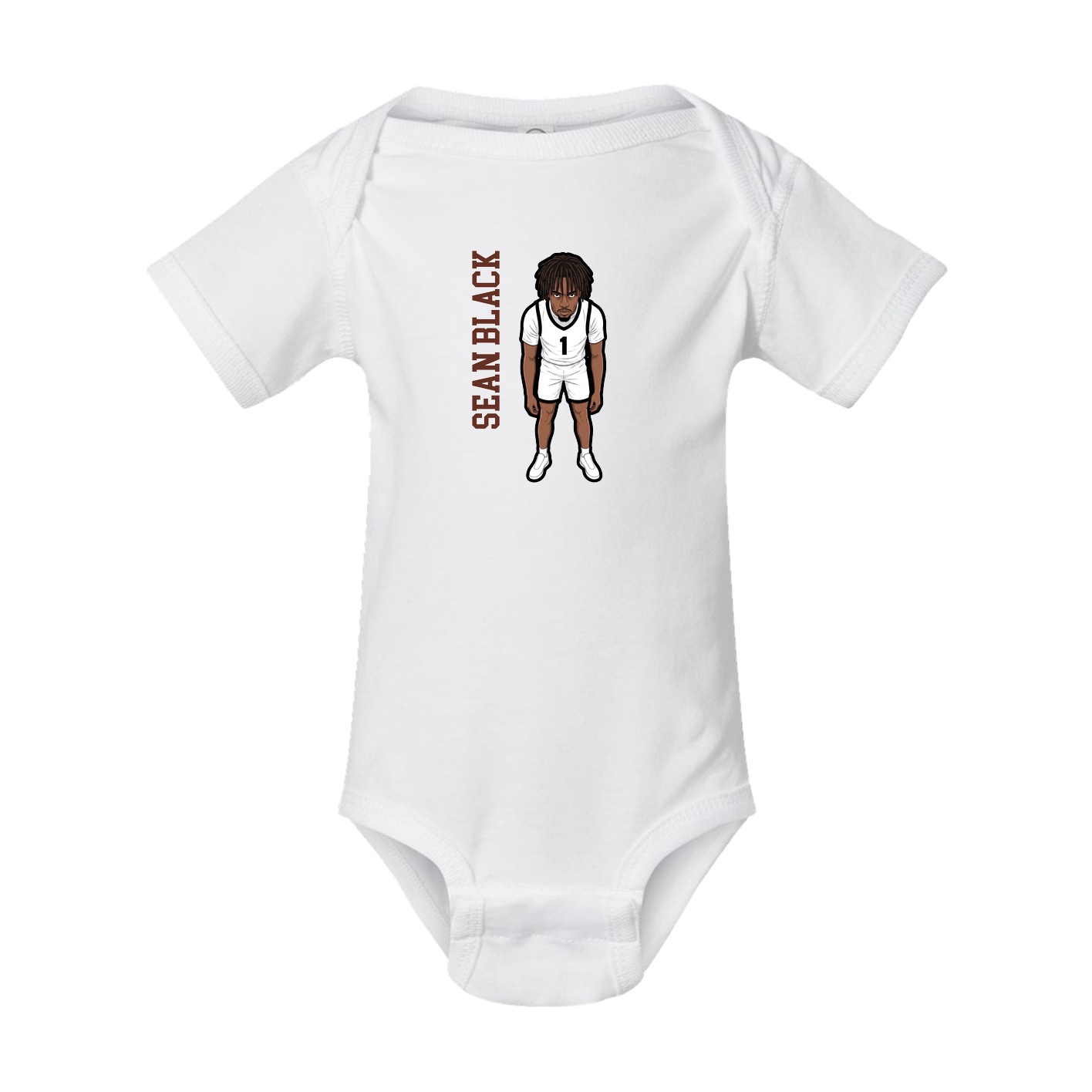 Baby Onesie — Name Vertical in White
