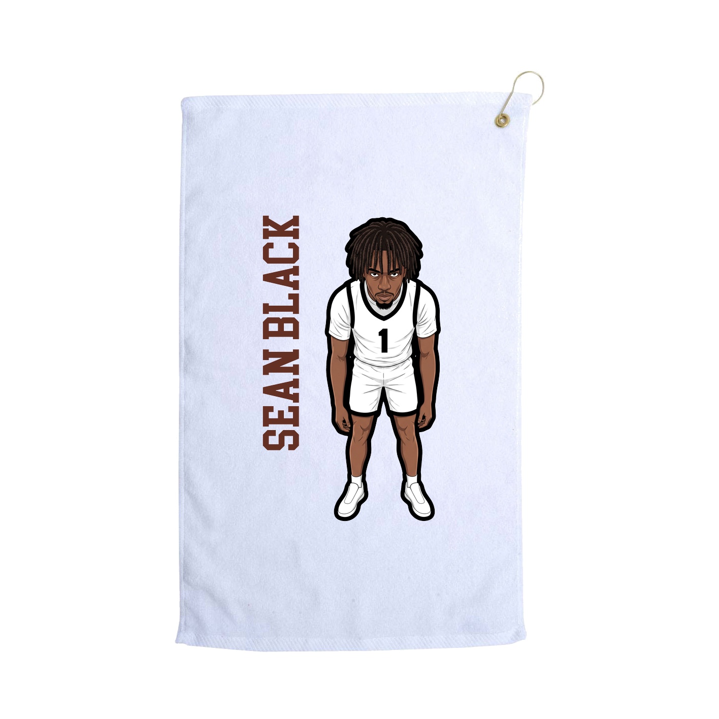 Golf Towel — Name Vertical in White
