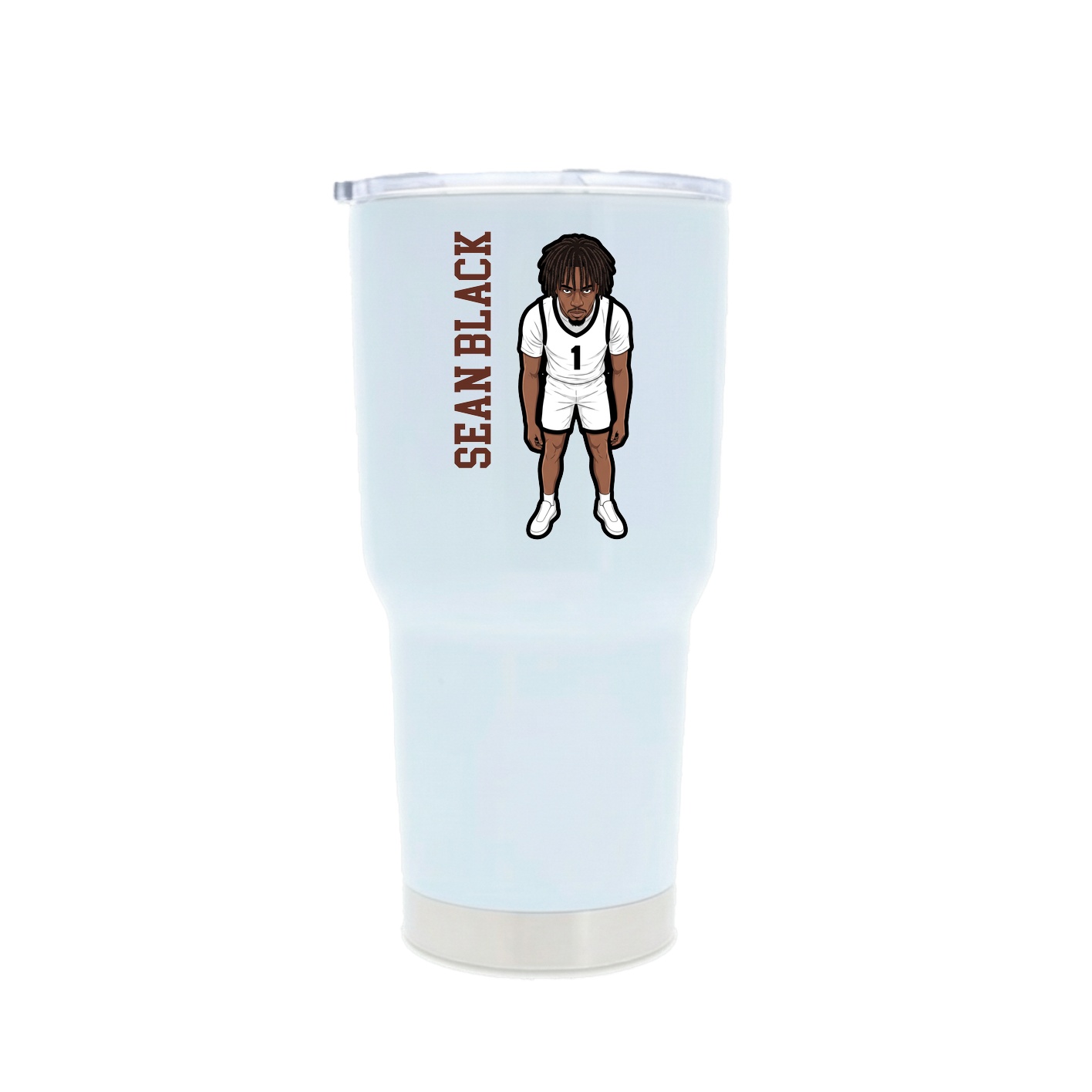 30oz Stainless Steel Tumbler — Name Vertical in White