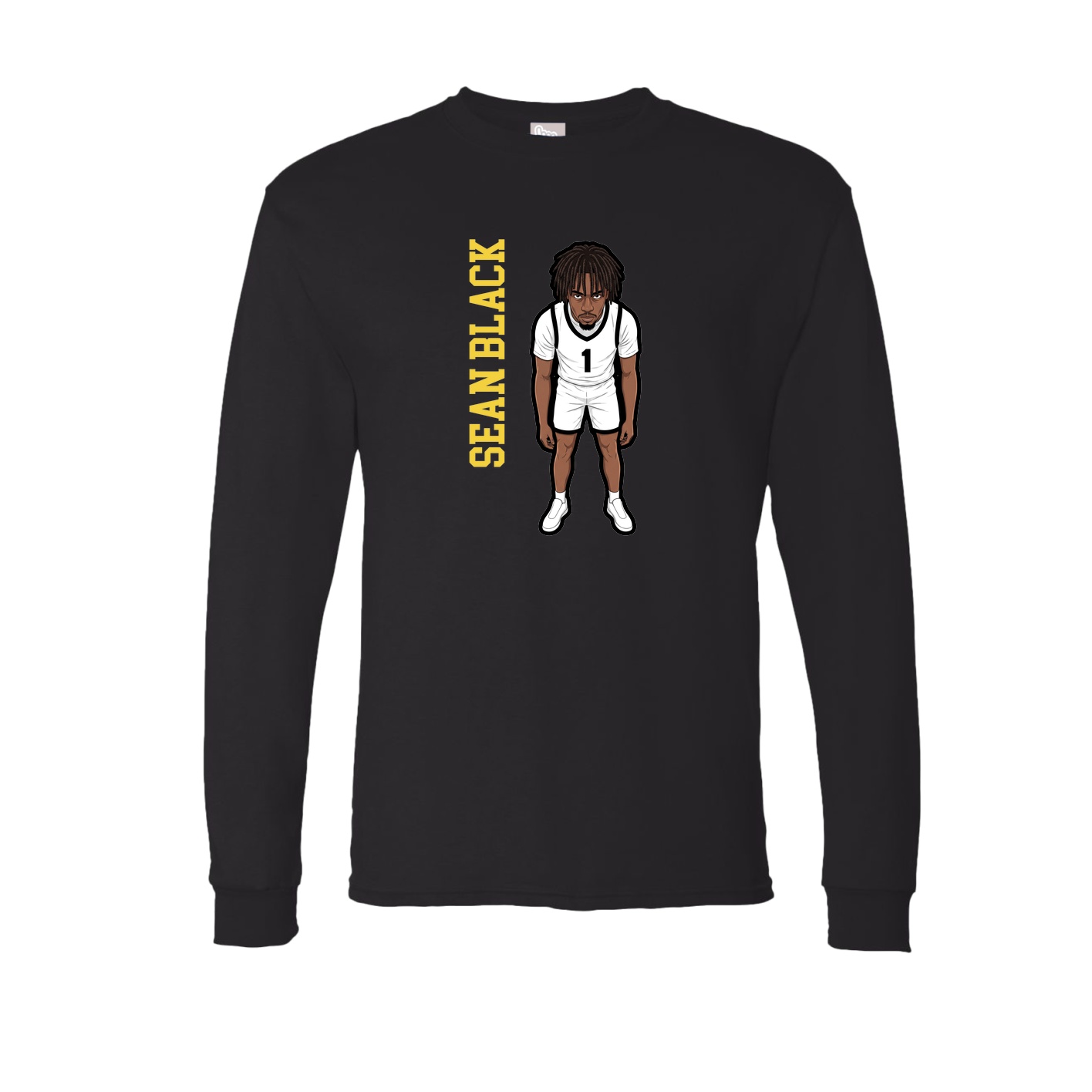 Long Sleeve Tee — Name Vertical in Black