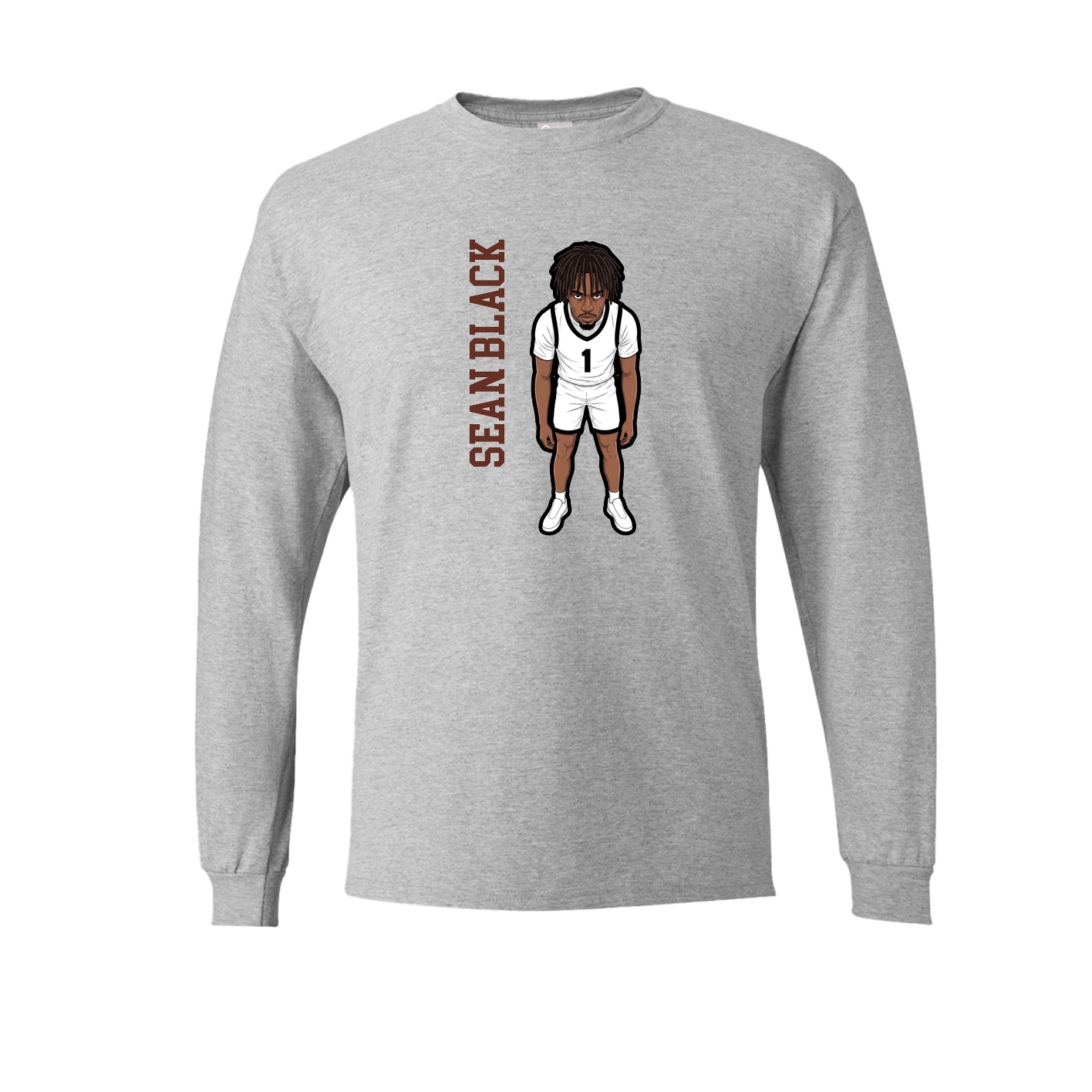 Long Sleeve Tee — Name Vertical in Grey
