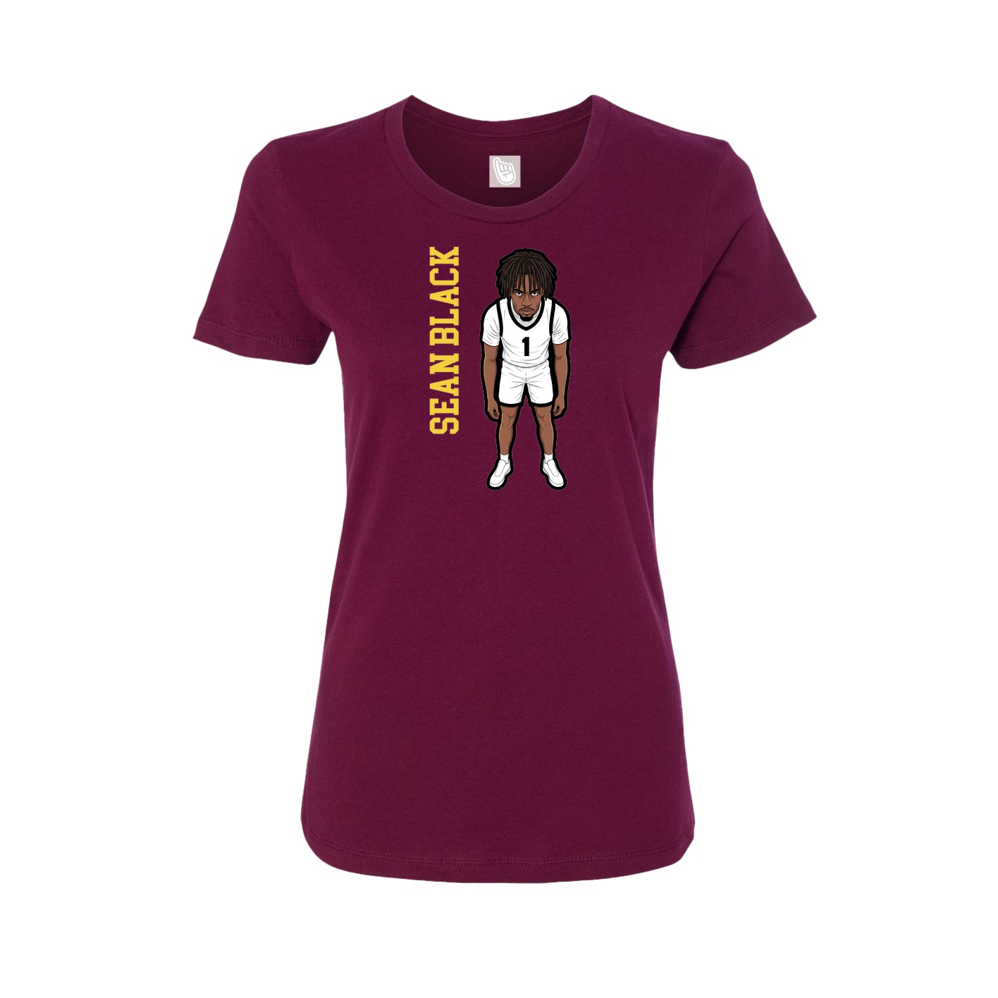 Fitted Women's Tee — Name Vertical in Maroon