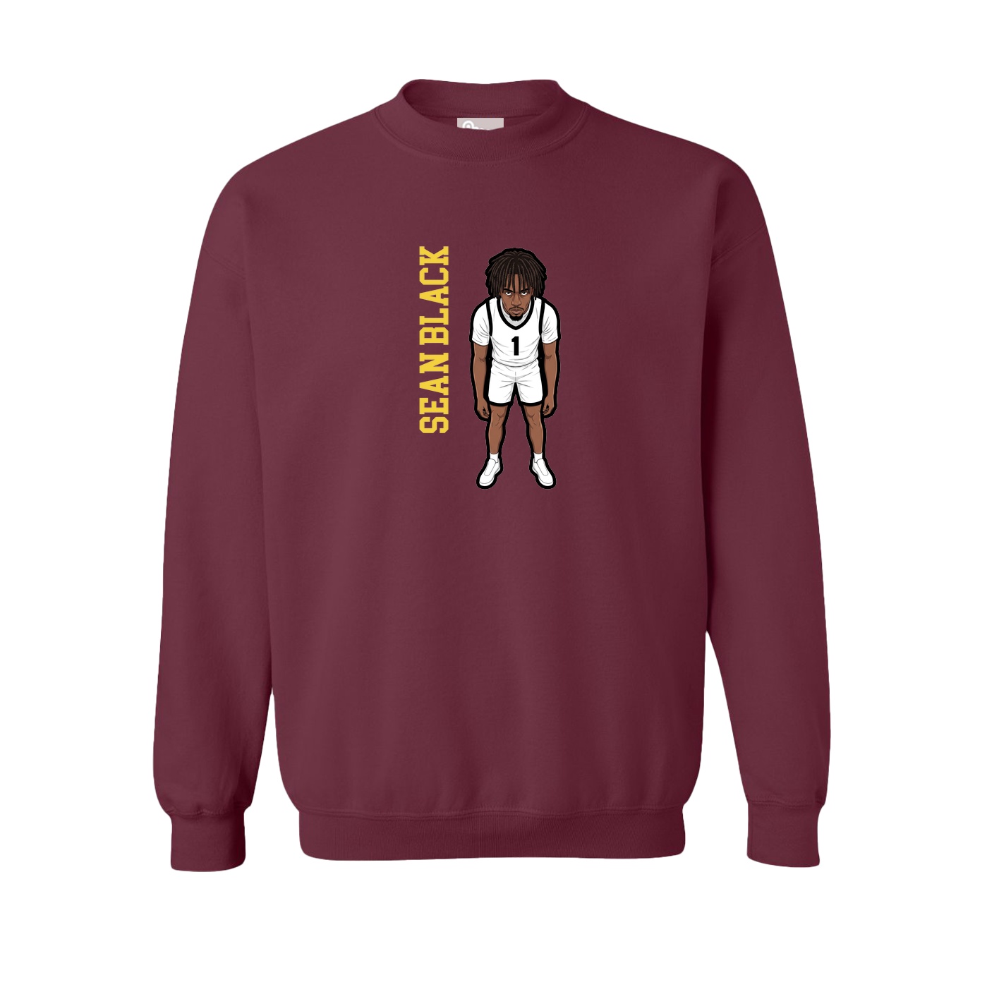 Fleece Crew — Name Vertical in Maroon