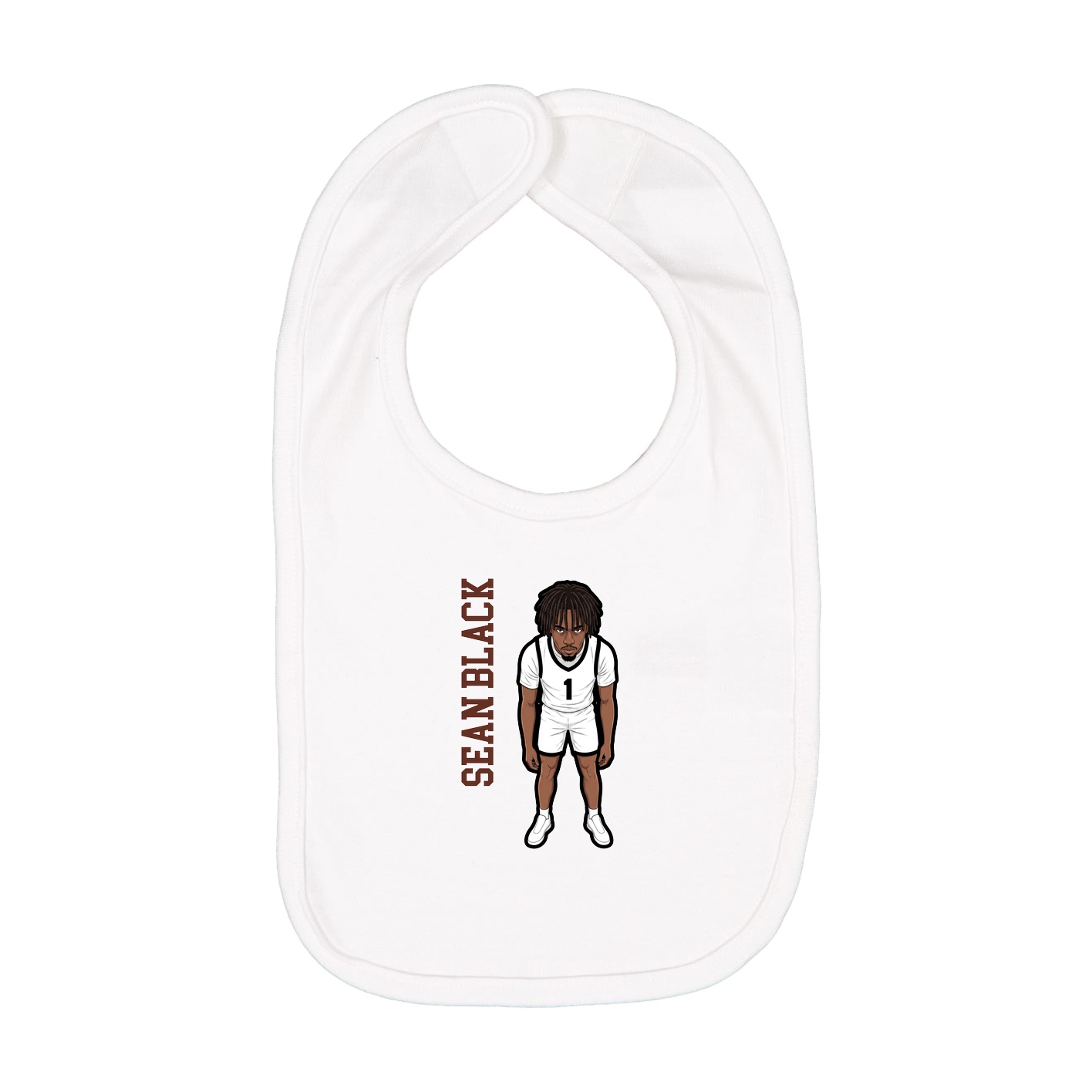 Infant Bib — Name Vertical in White