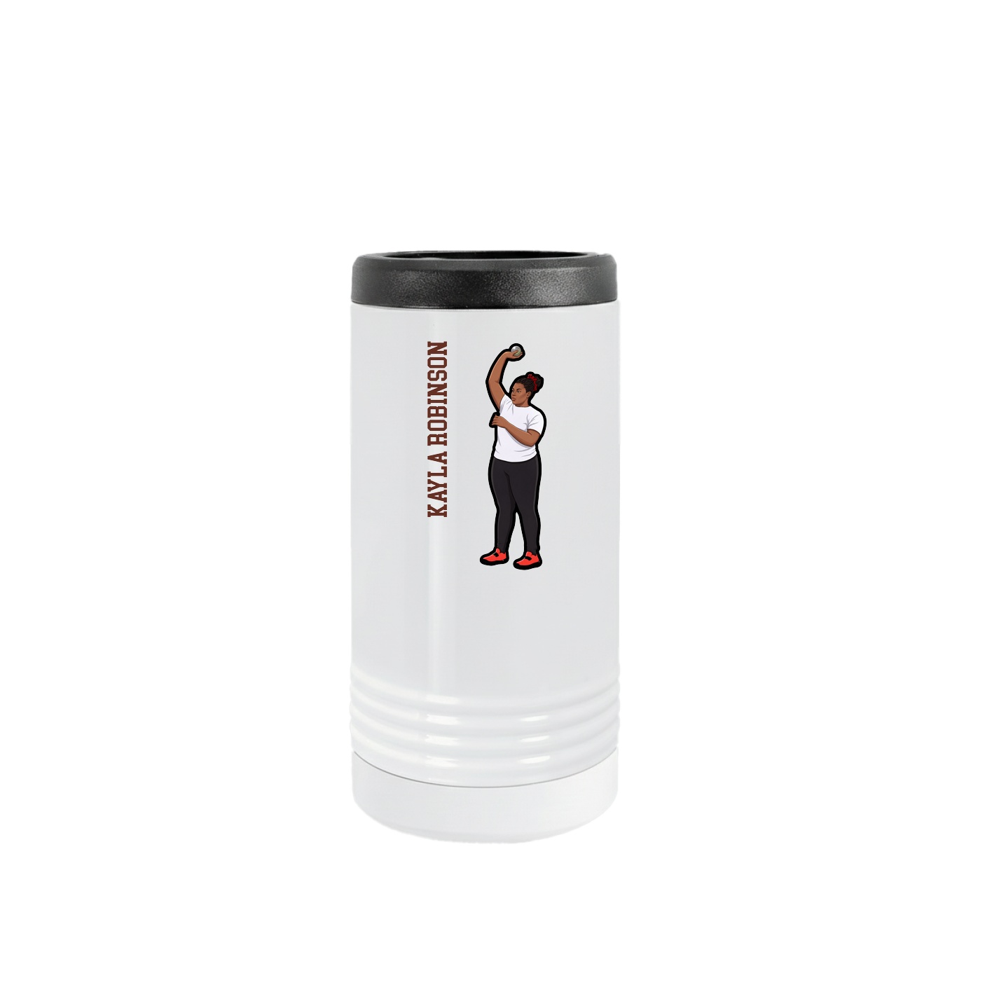 Slim Beverage Holder — Name Vertical in White