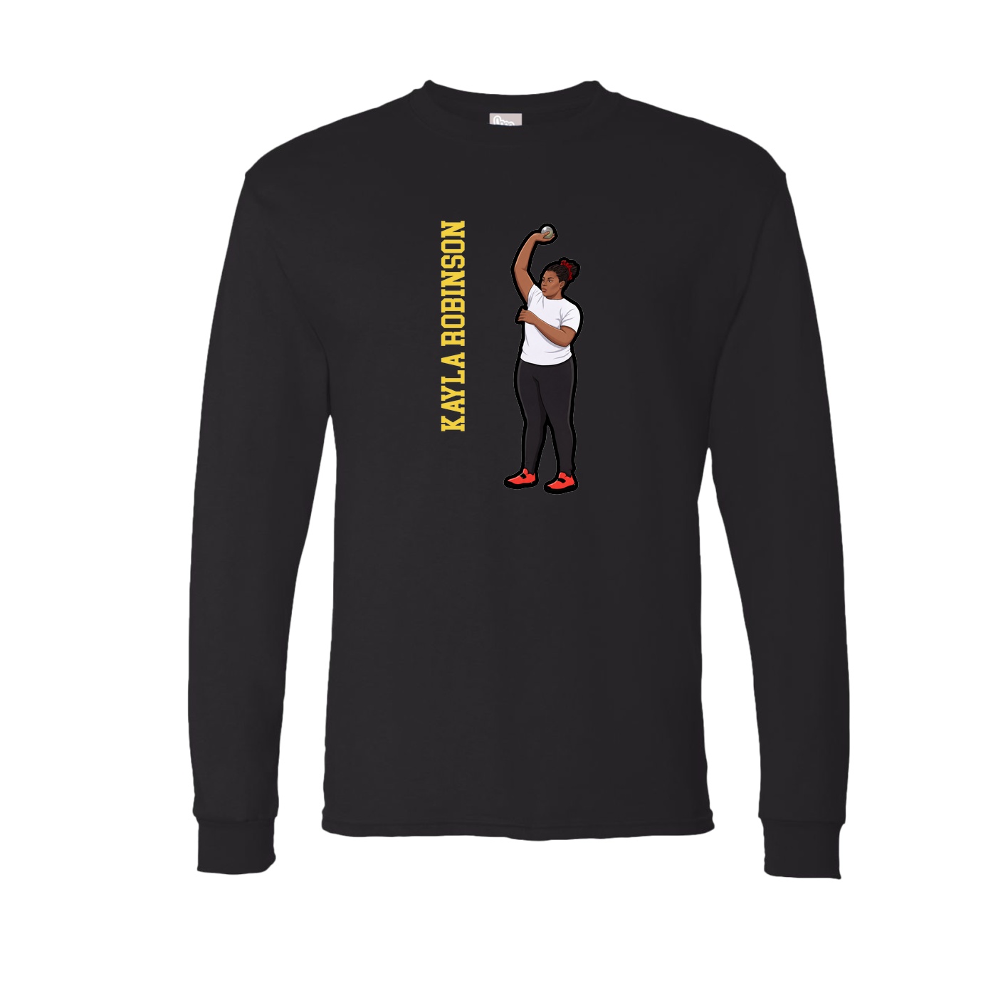 Long Sleeve Tee — Name Vertical in Black