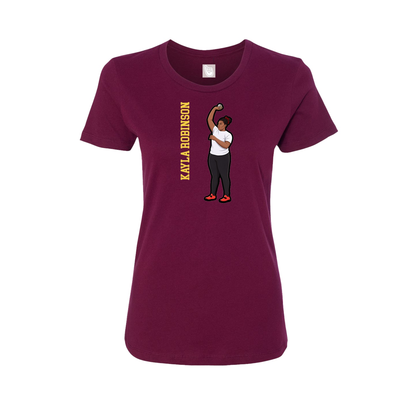 Fitted Women's Tee — Name Vertical in Maroon