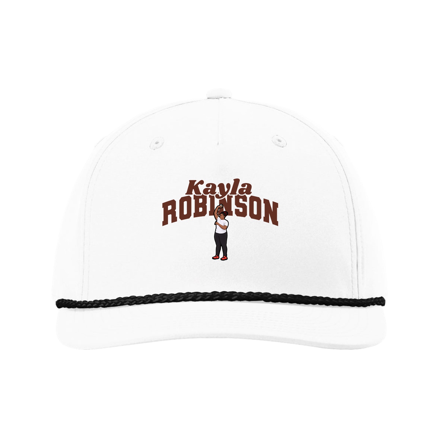 Five-Panel Classic Rope Cap — Signature Arch in White