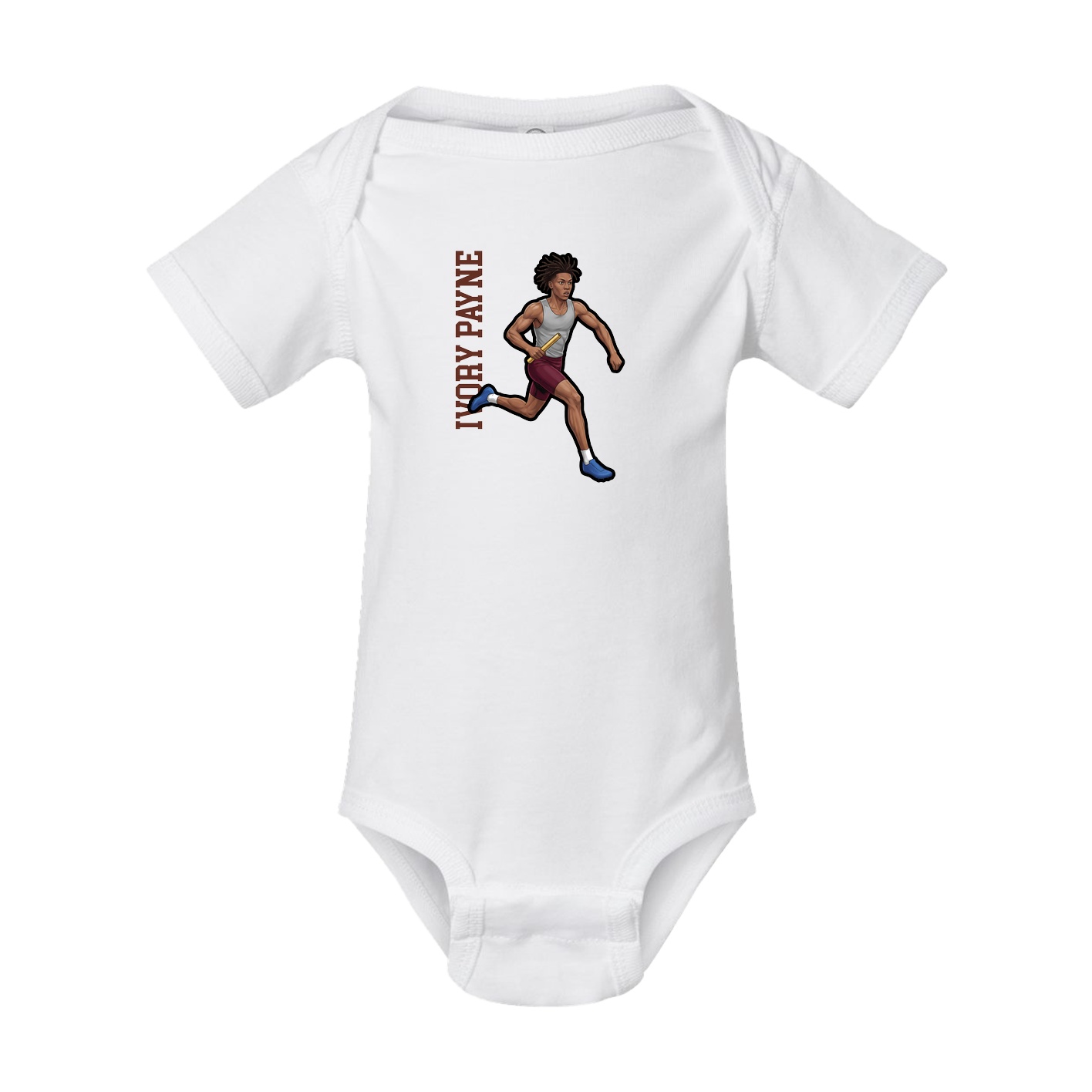 Baby Onesie — Name Vertical in White