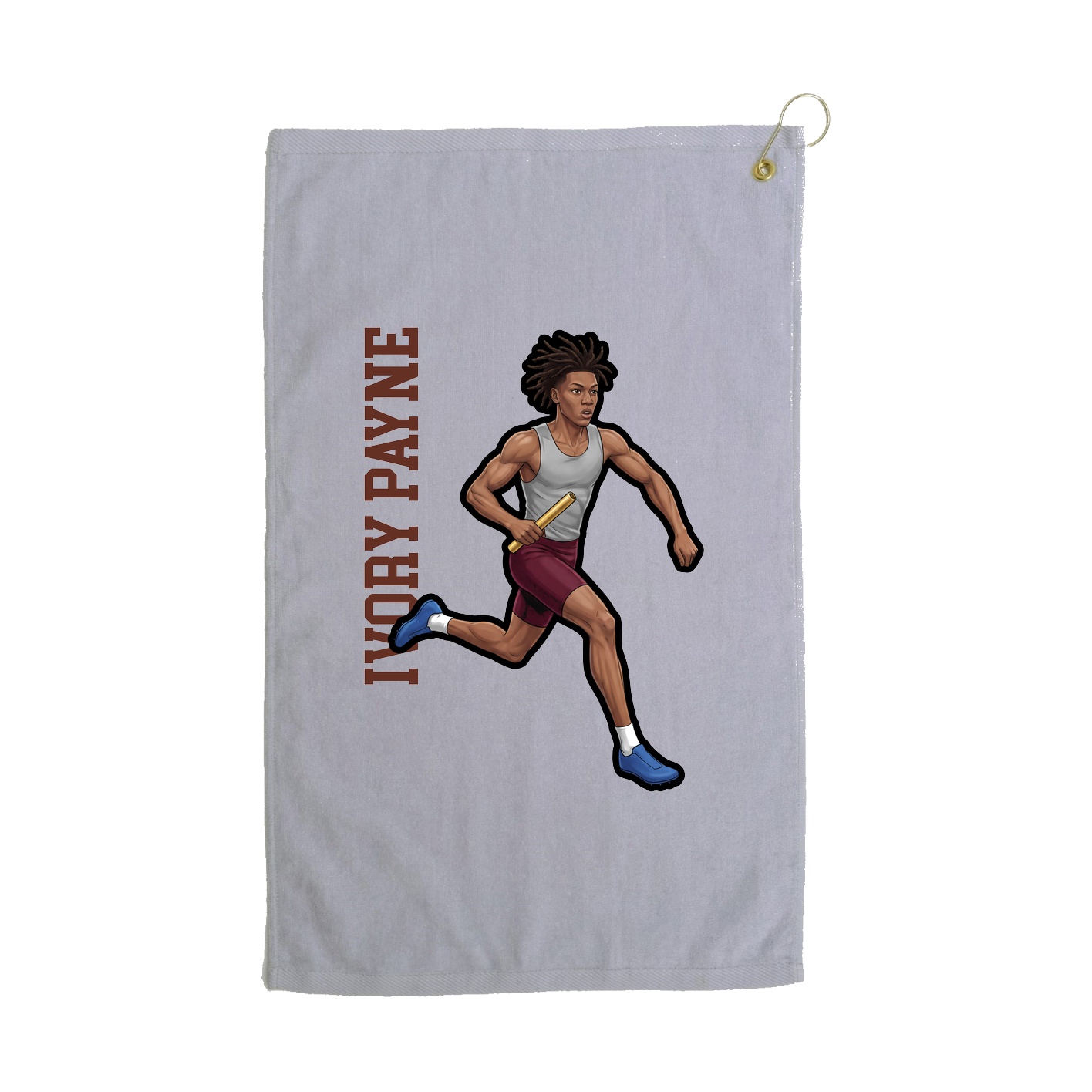 Golf Towel — Name Vertical in Grey