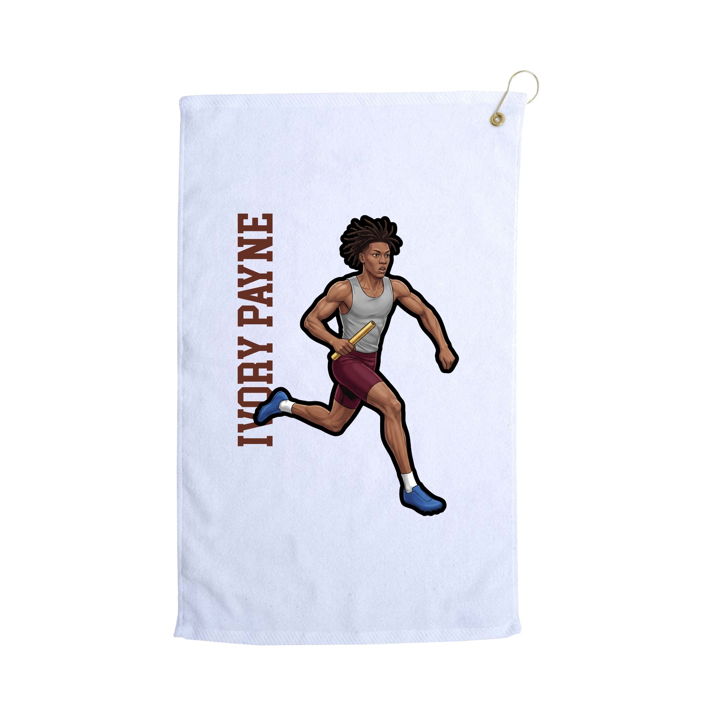 Golf Towel — Name Vertical in White