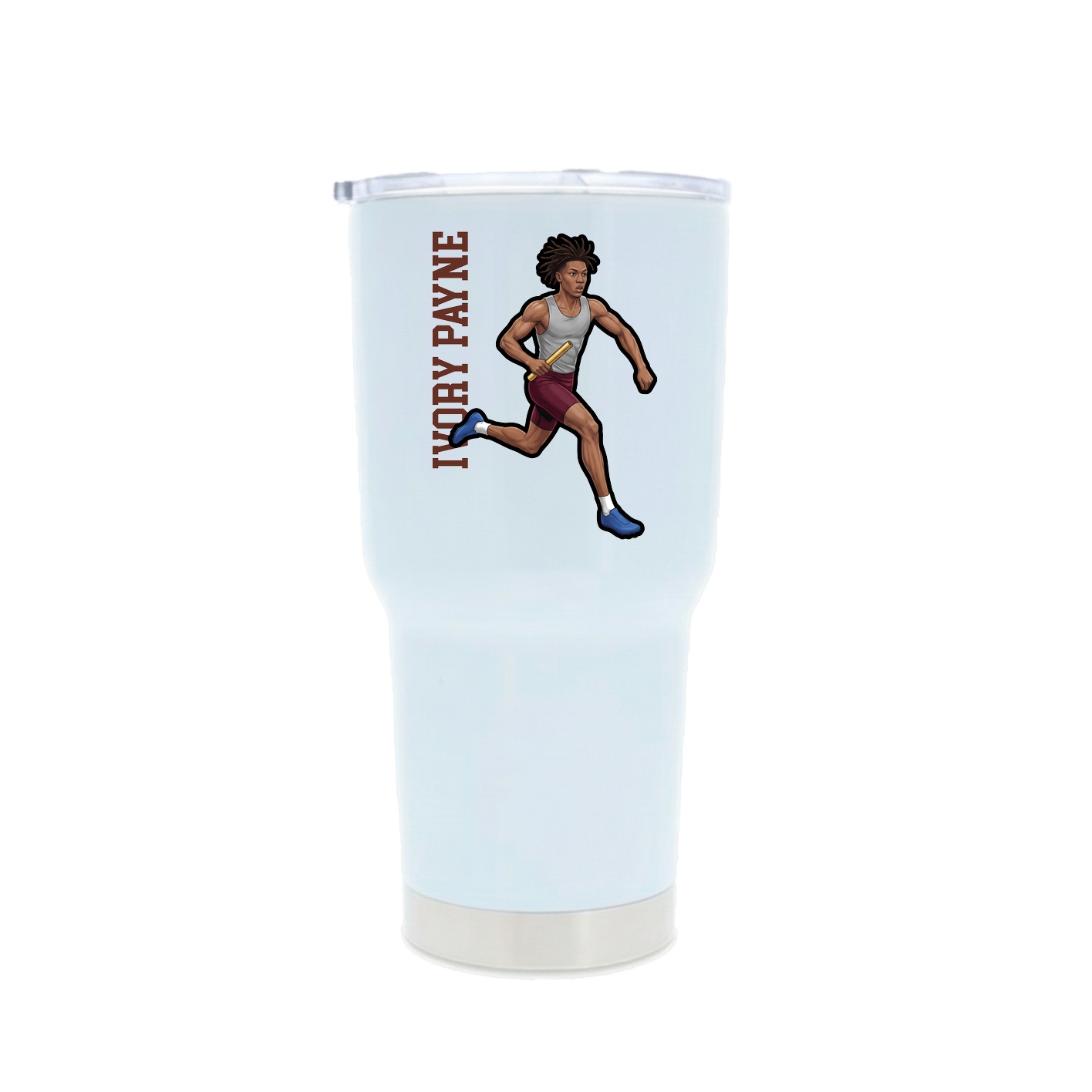 30oz Stainless Steel Tumbler — Name Vertical in White
