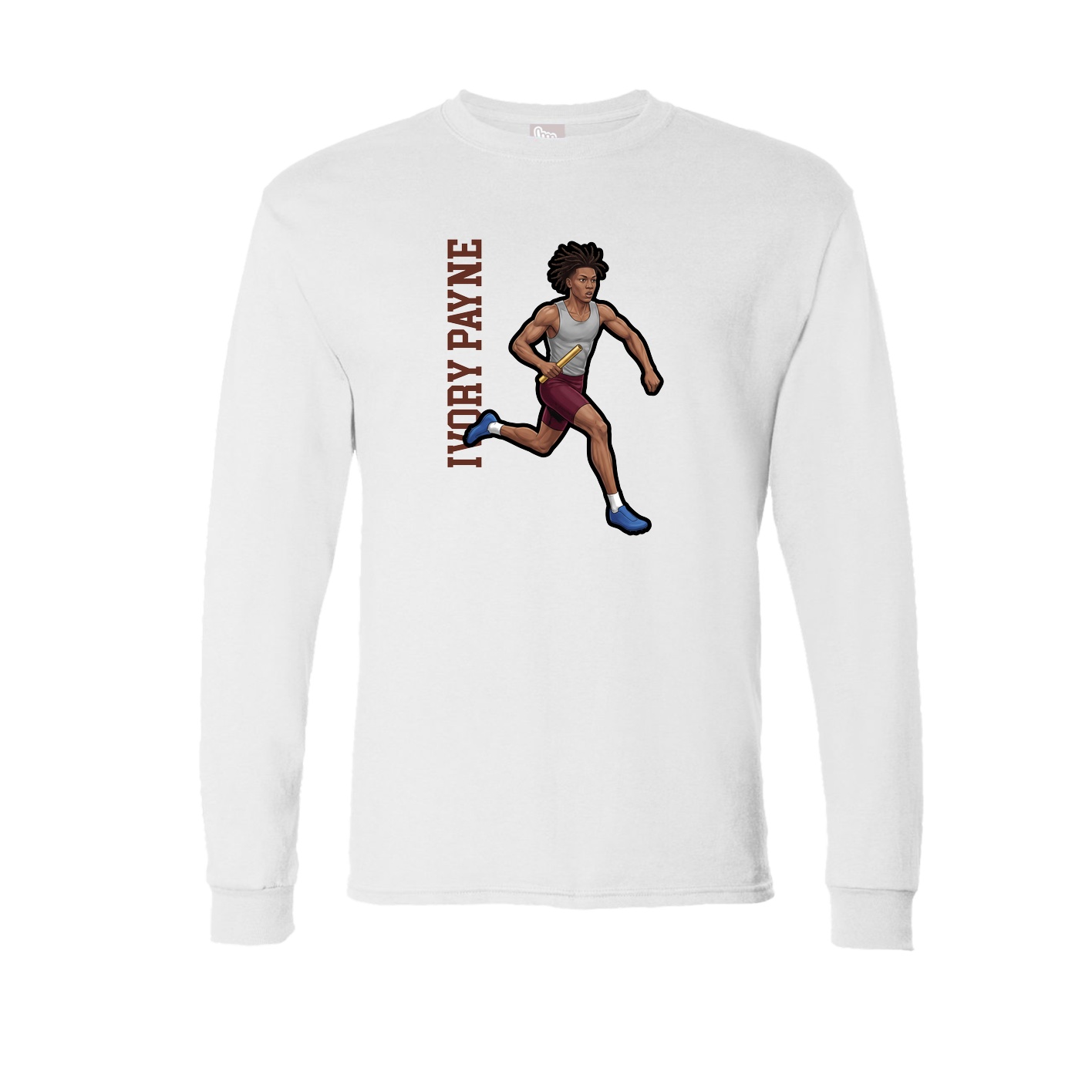 Long Sleeve Tee — Name Vertical in White