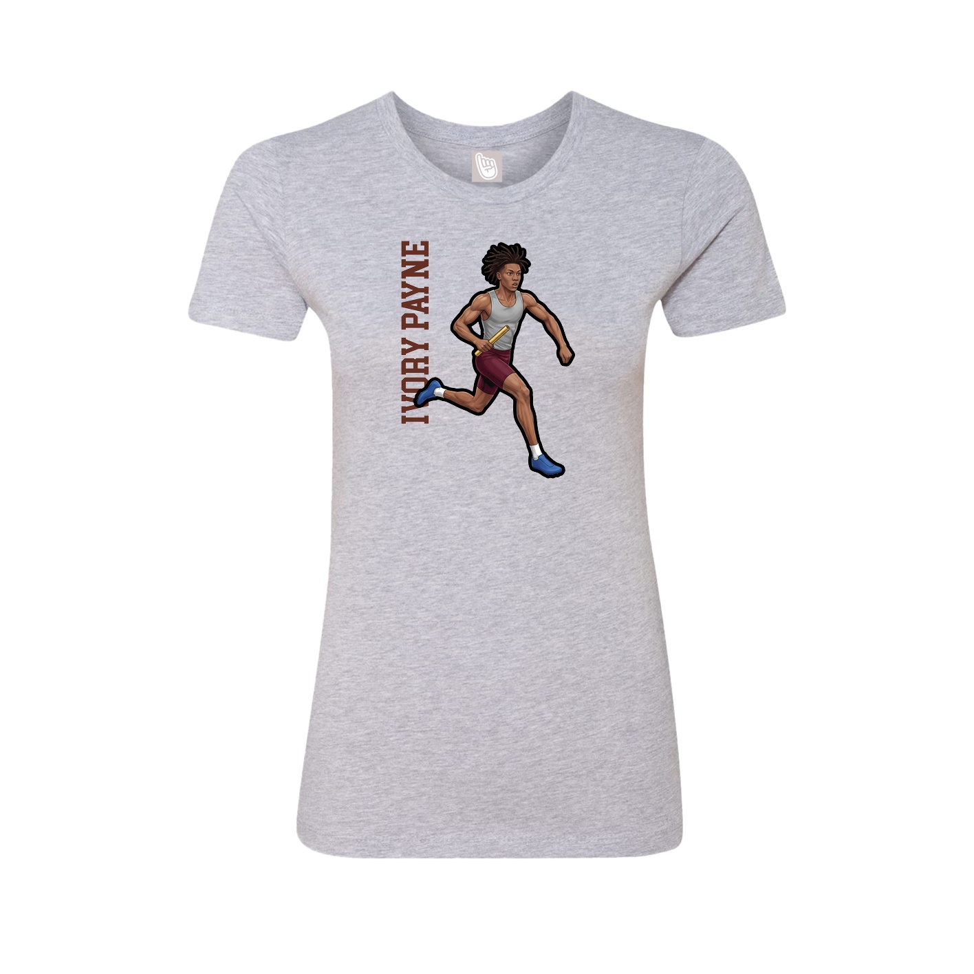Fitted Women's Tee — Name Vertical in Grey