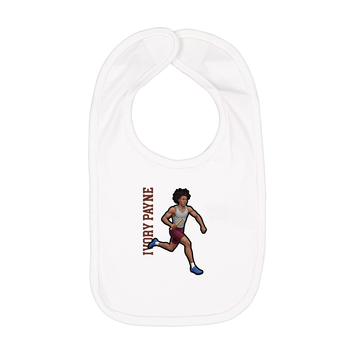 Infant Bib — Name Vertical in White