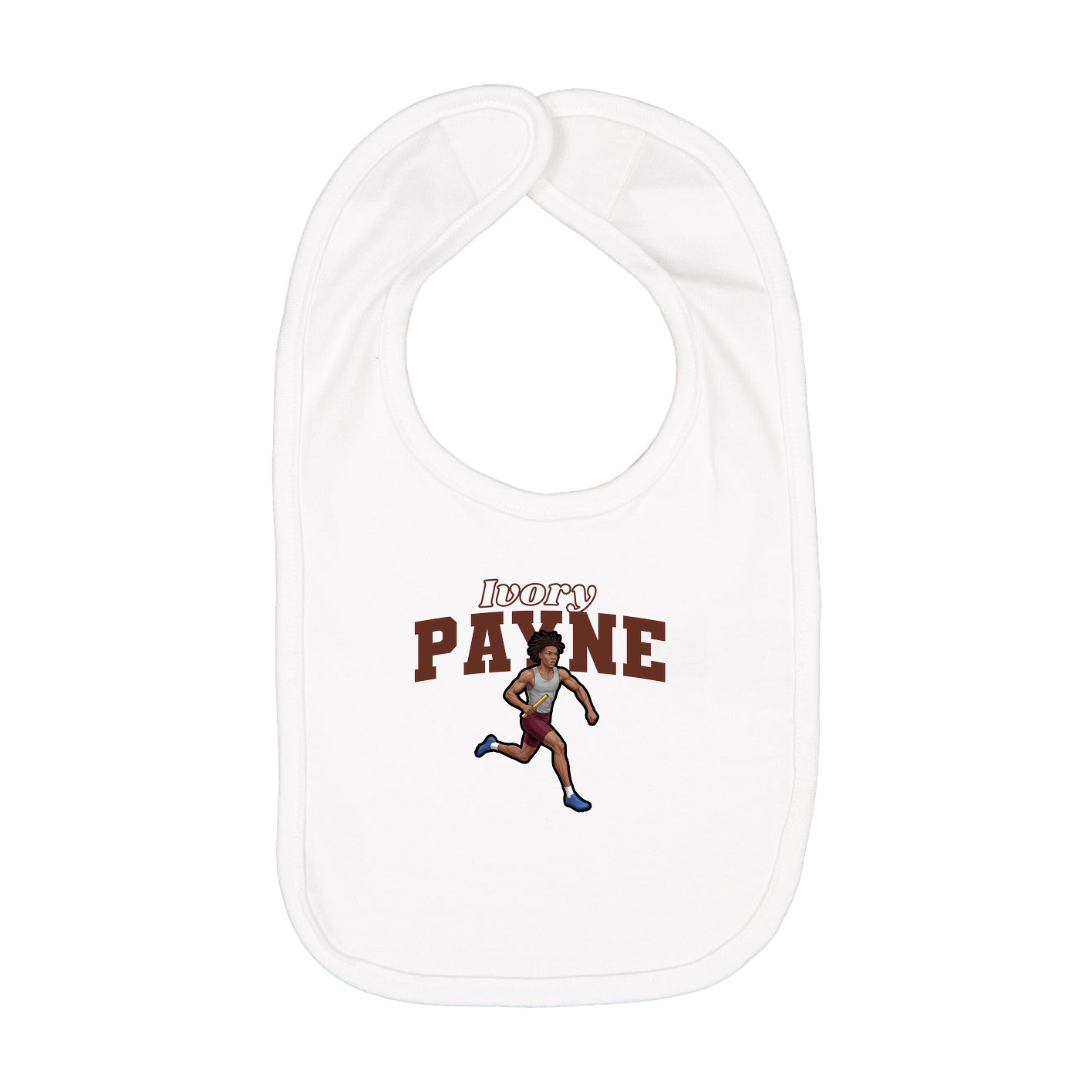 Infant Bib — Name Arch in White