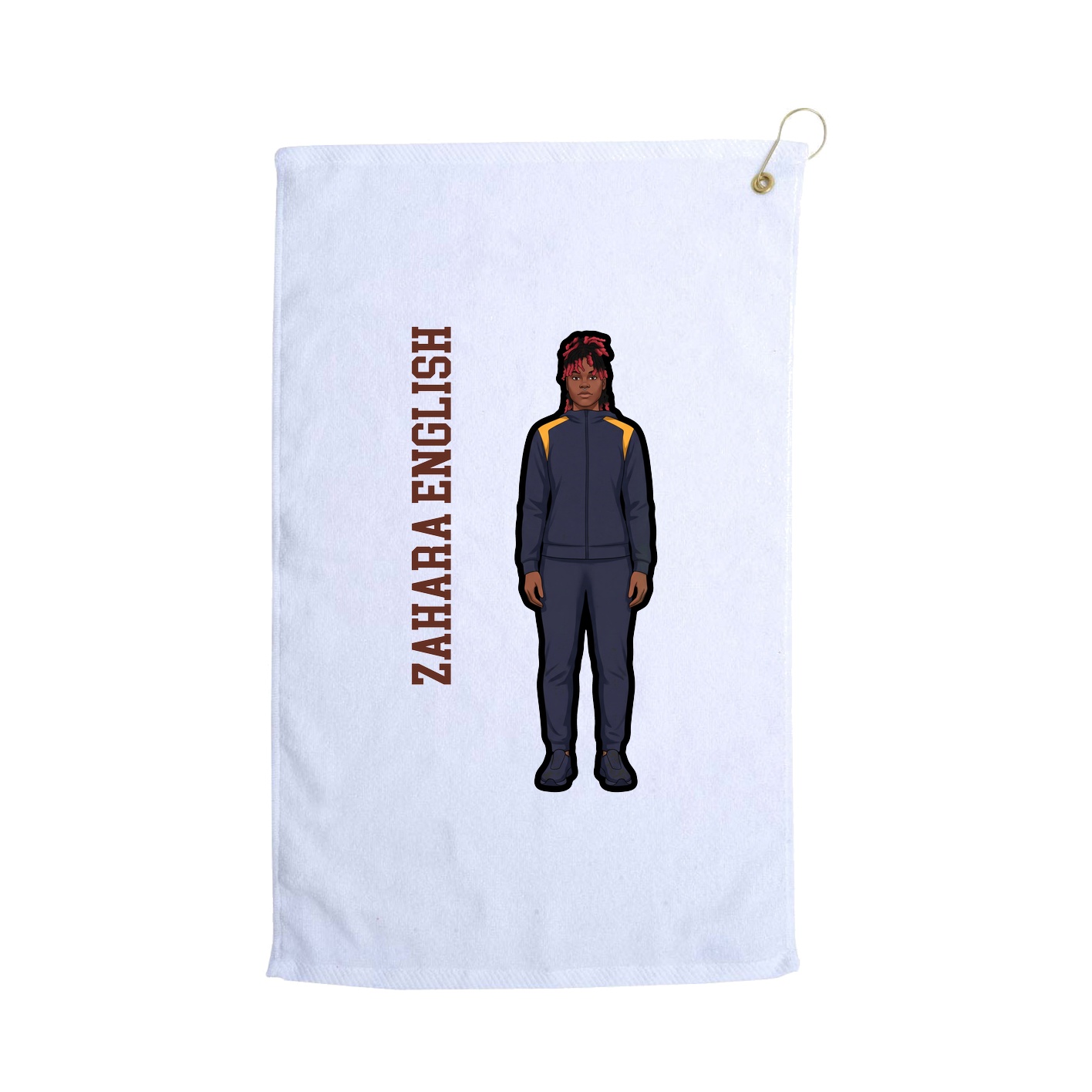 Golf Towel — Name Vertical in White