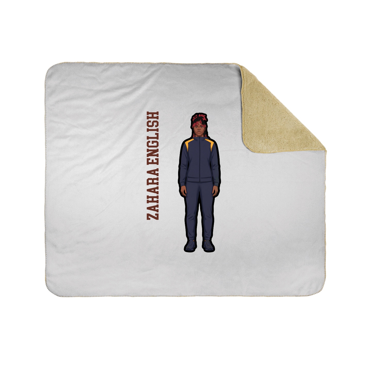 Throw Blanket — Name Vertical in White