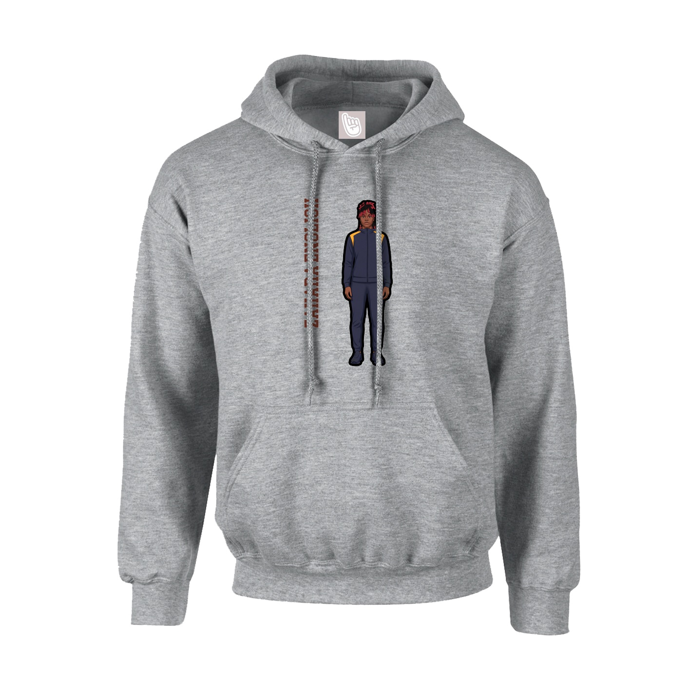 Youth Hoodie — Name Vertical in Grey