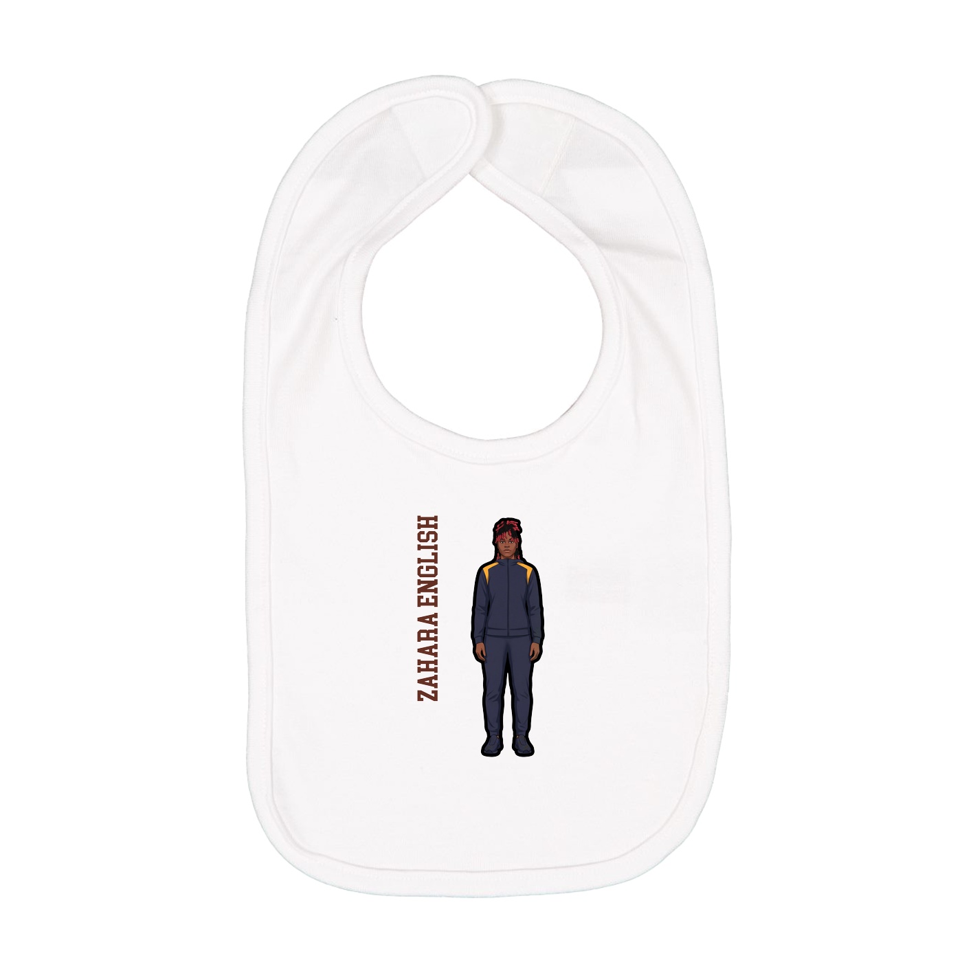 Infant Bib — Name Vertical in White