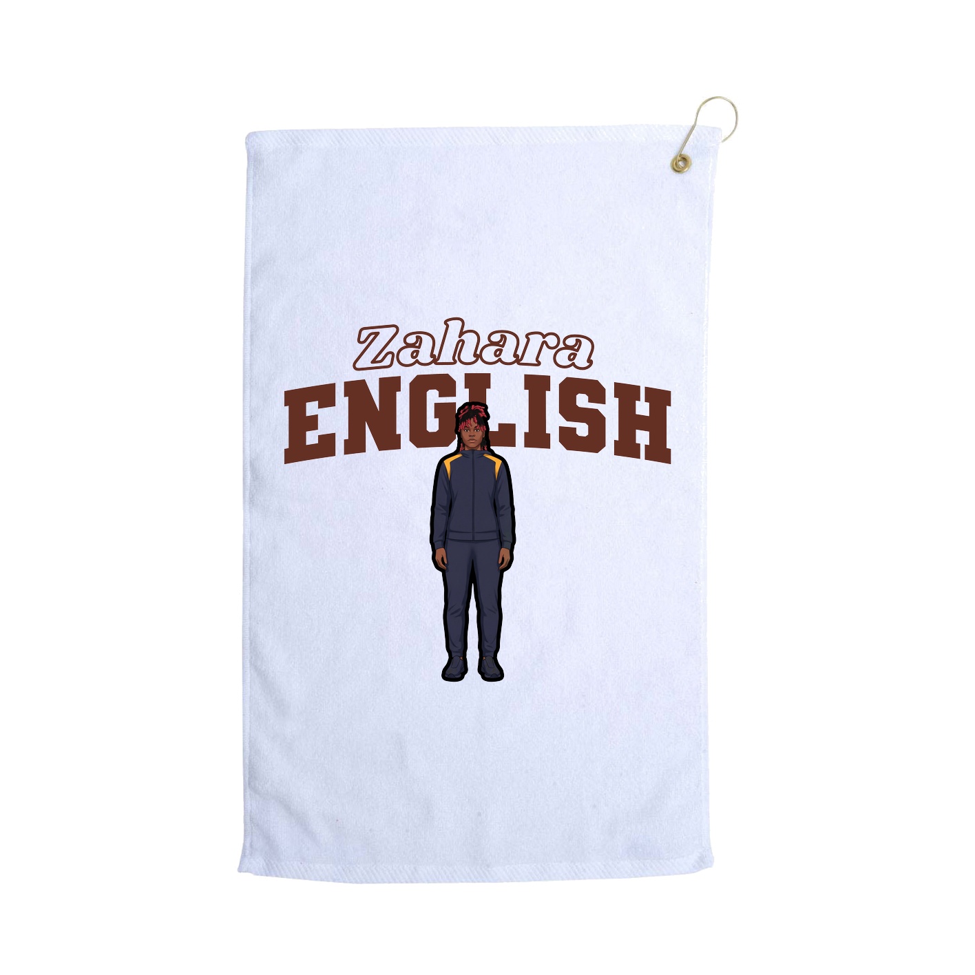 Golf Towel — Name Arch in White