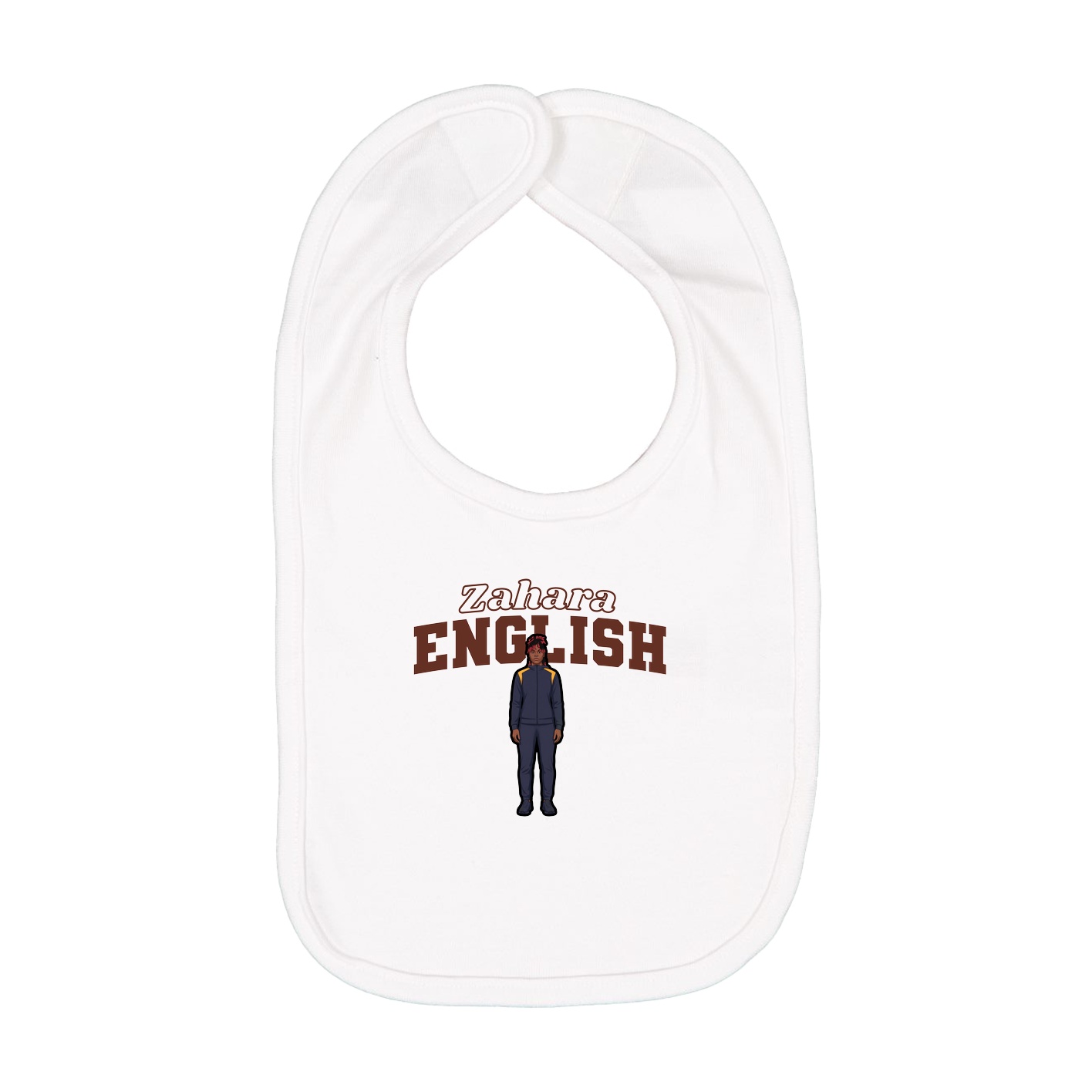 Infant Bib — Name Arch in White