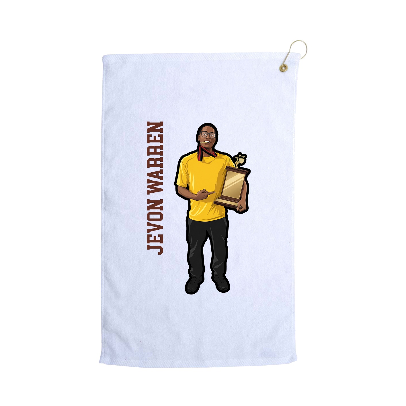 Golf Towel — Name Vertical in White