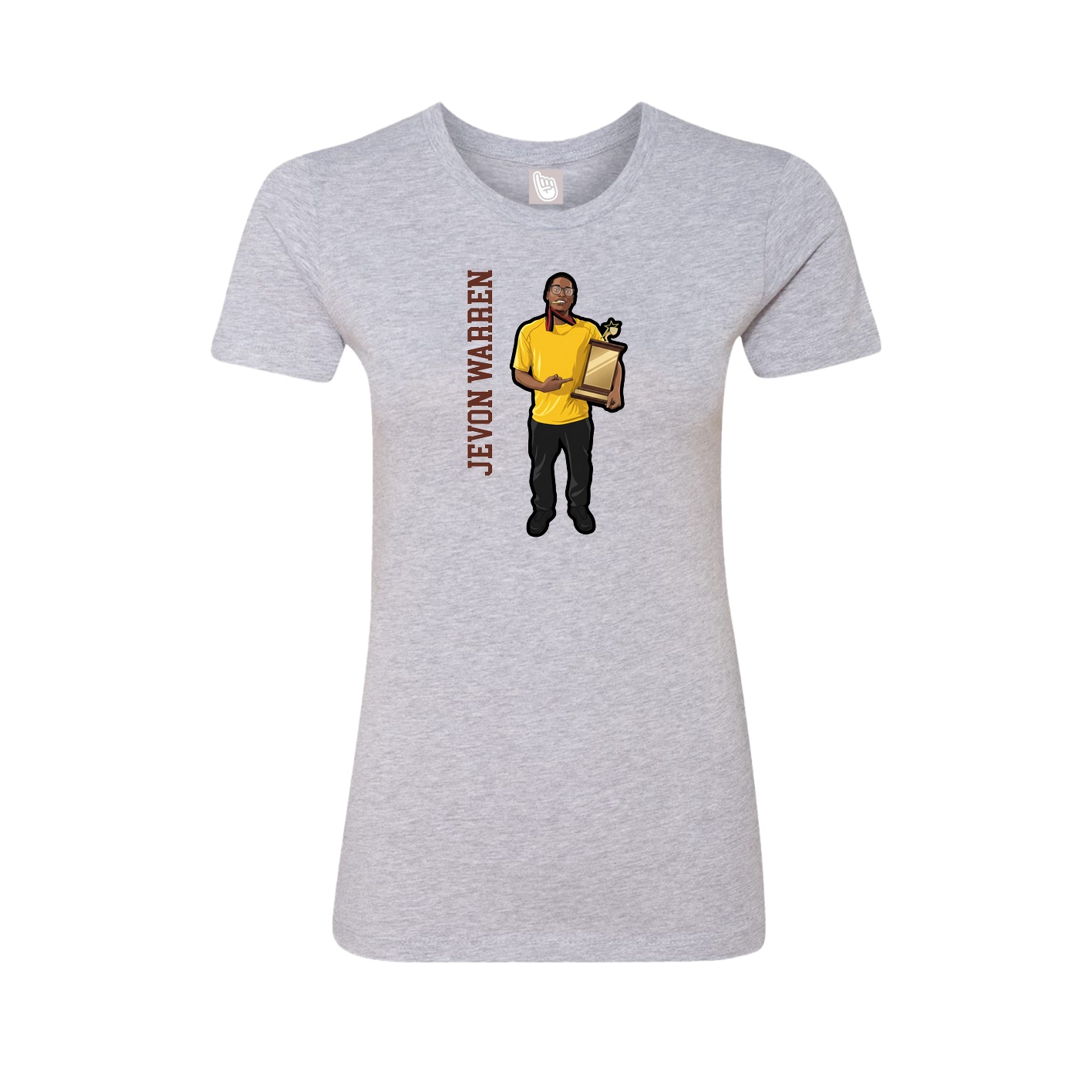 Fitted Women's Tee — Name Vertical in Grey