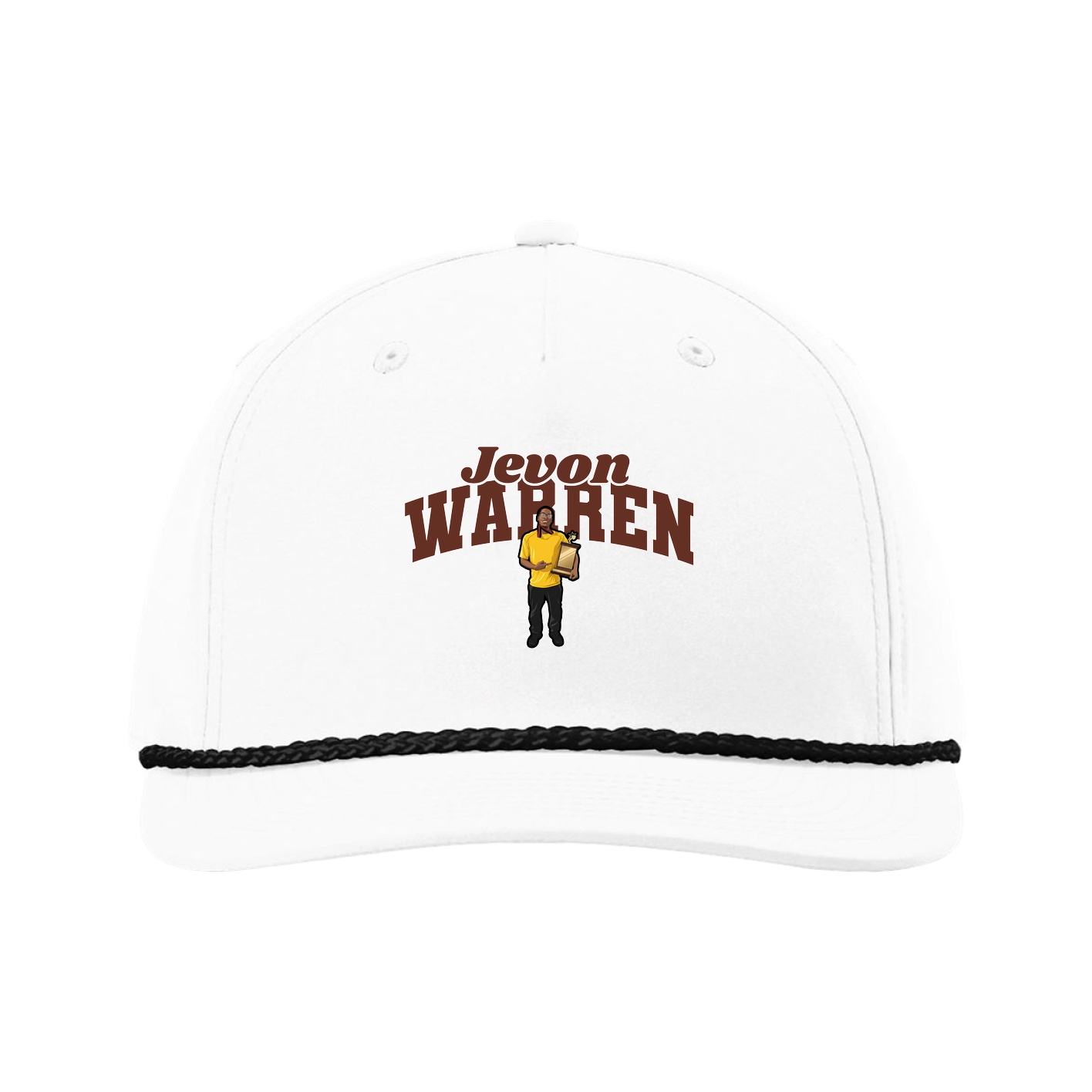 Five-Panel Classic Rope Cap — Signature Arch in White