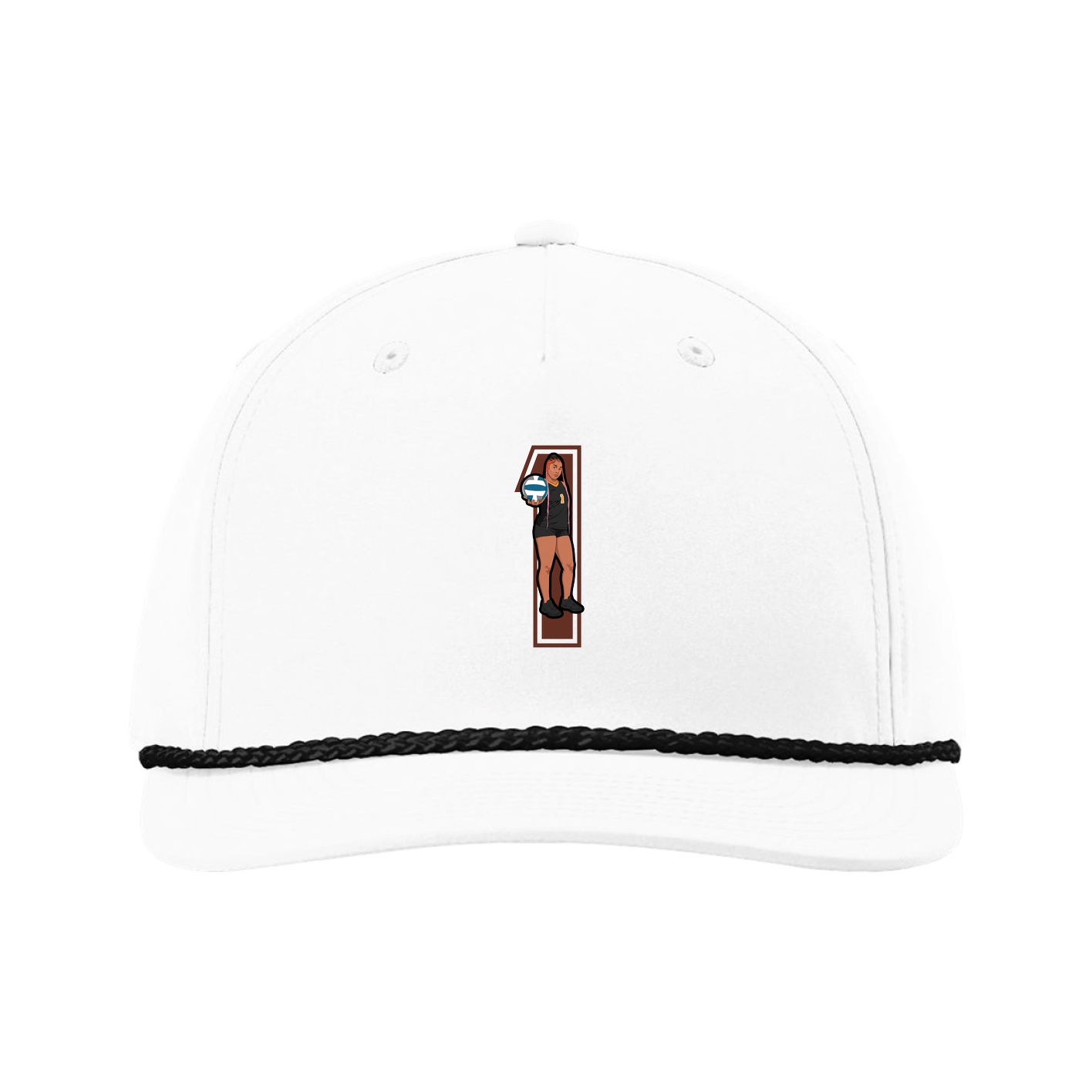 Five-Panel Classic Rope Cap — Number in White