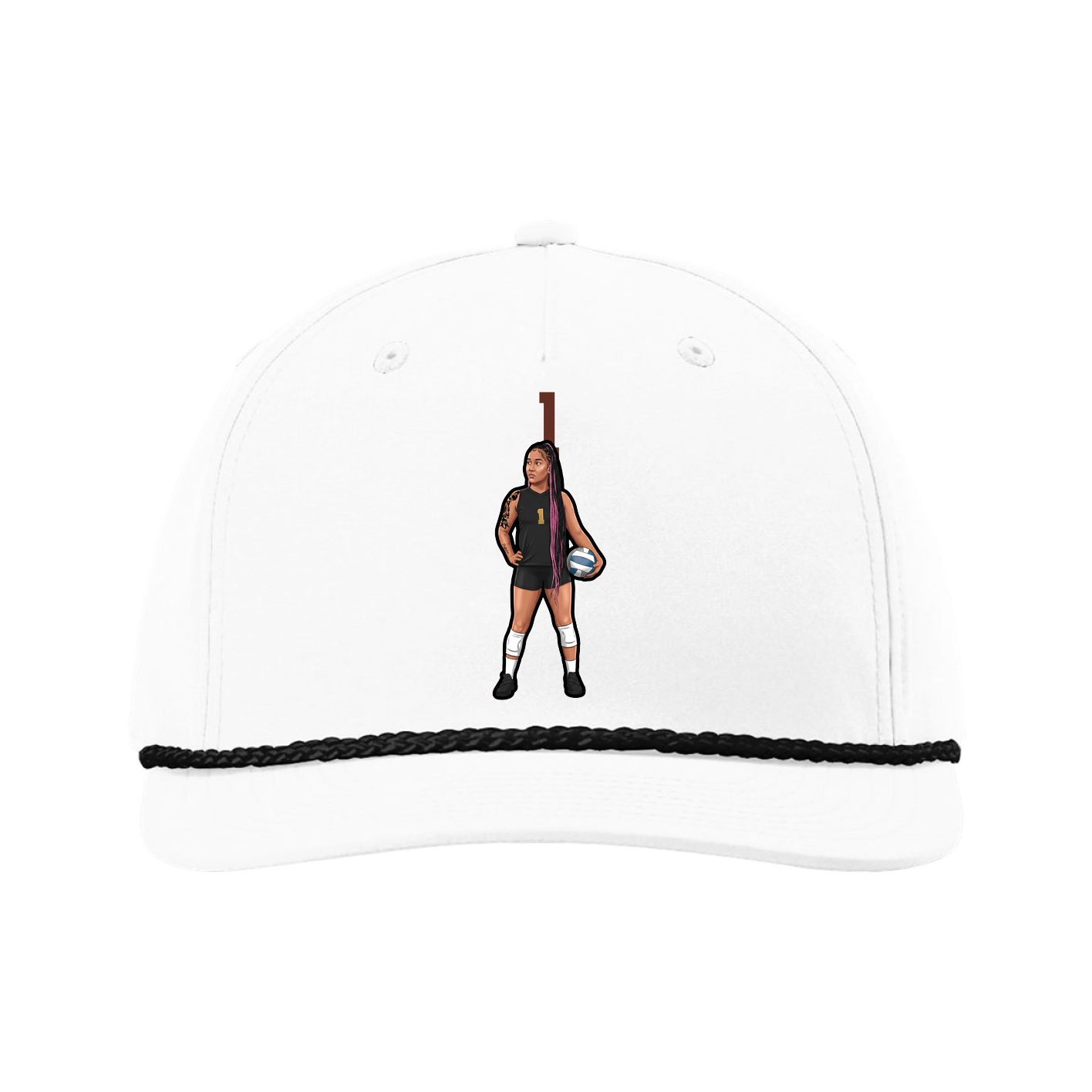 Five-Panel Classic Rope Cap — Number Top in White