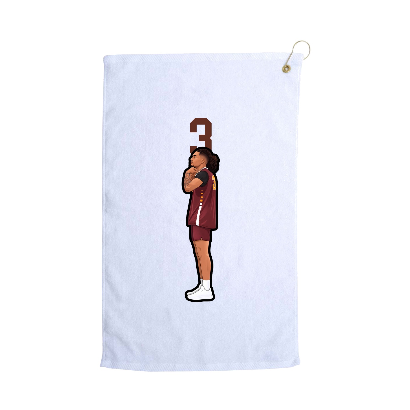 Golf Towel — Number Top in White