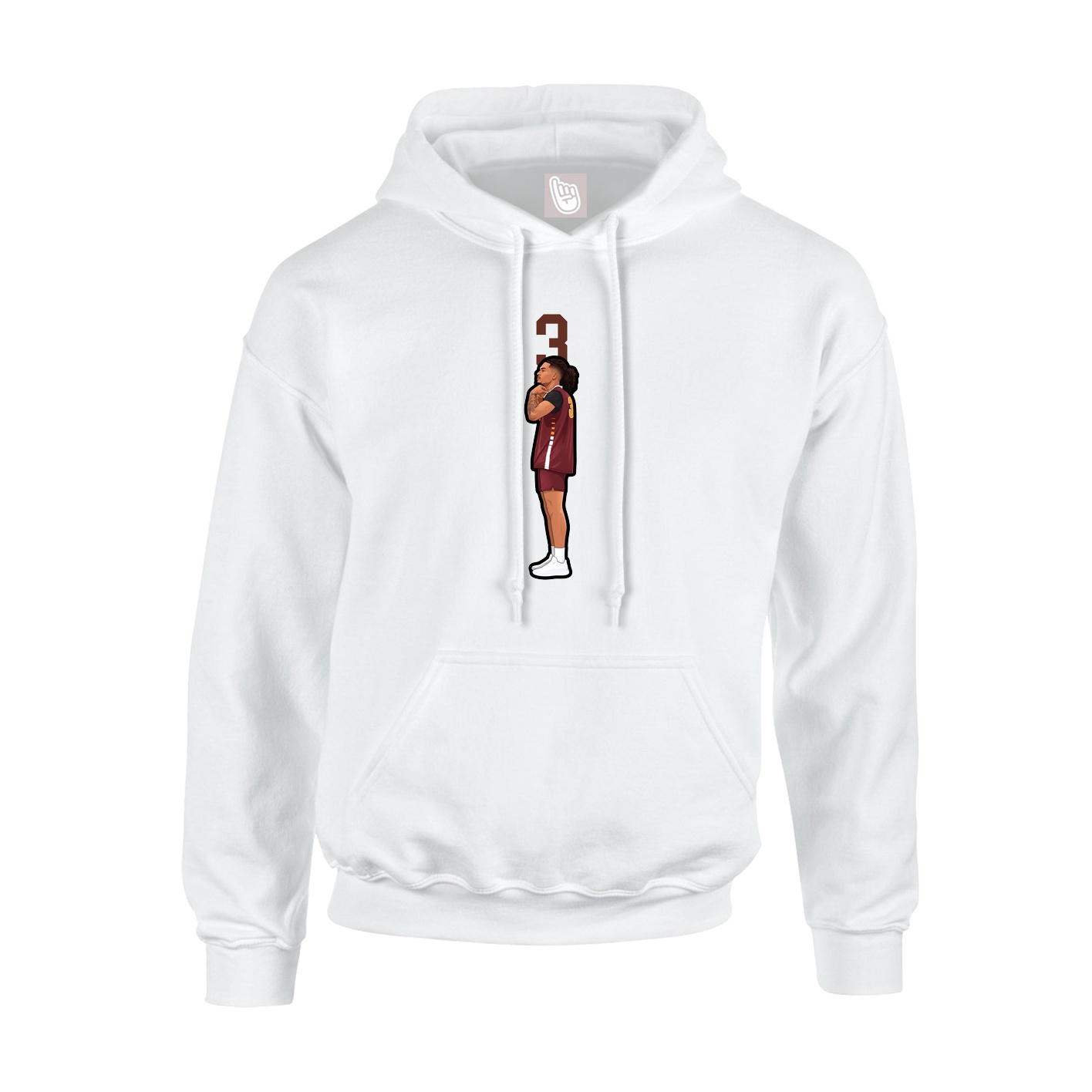 Youth Hoodie — Number Top in White