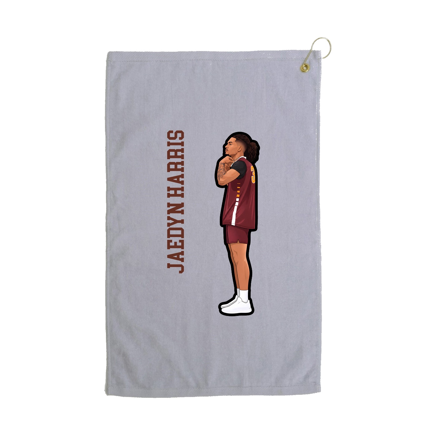 Golf Towel — Name Vertical in Grey