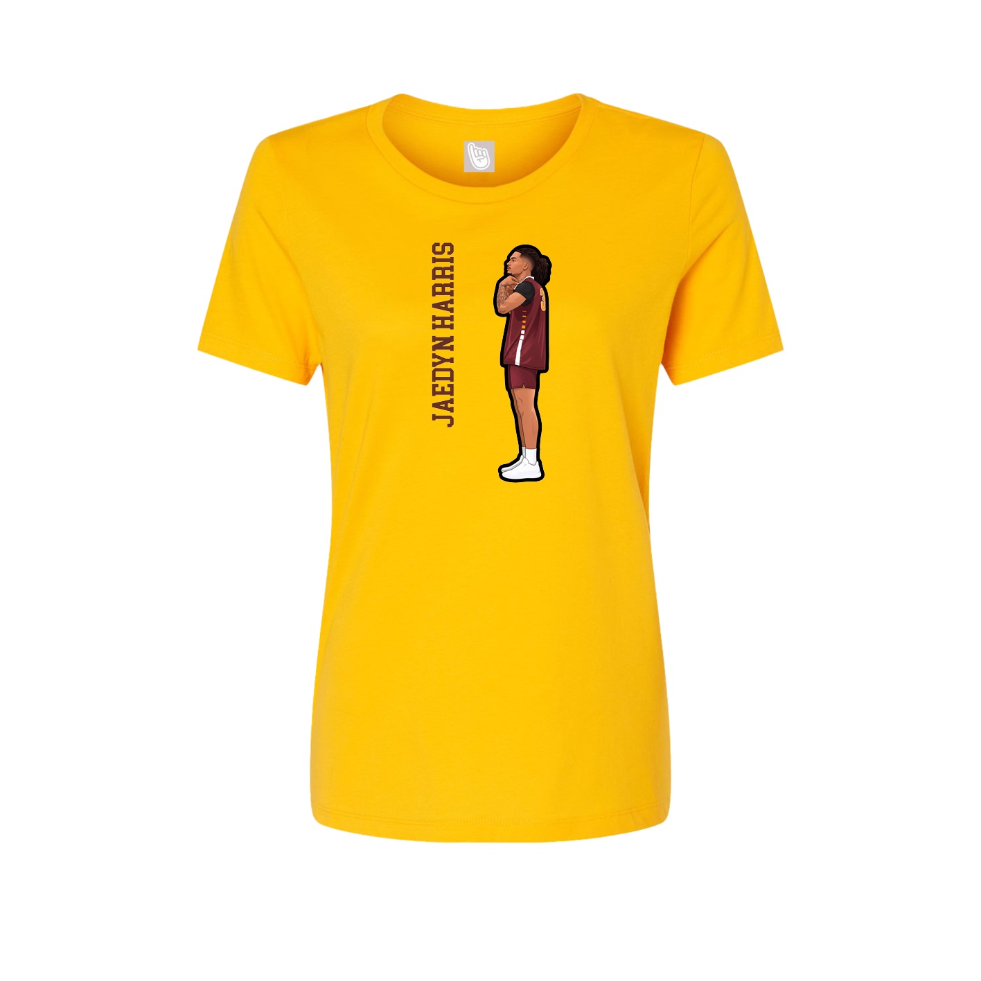 Fitted Women's Tee — Name Vertical in Gold